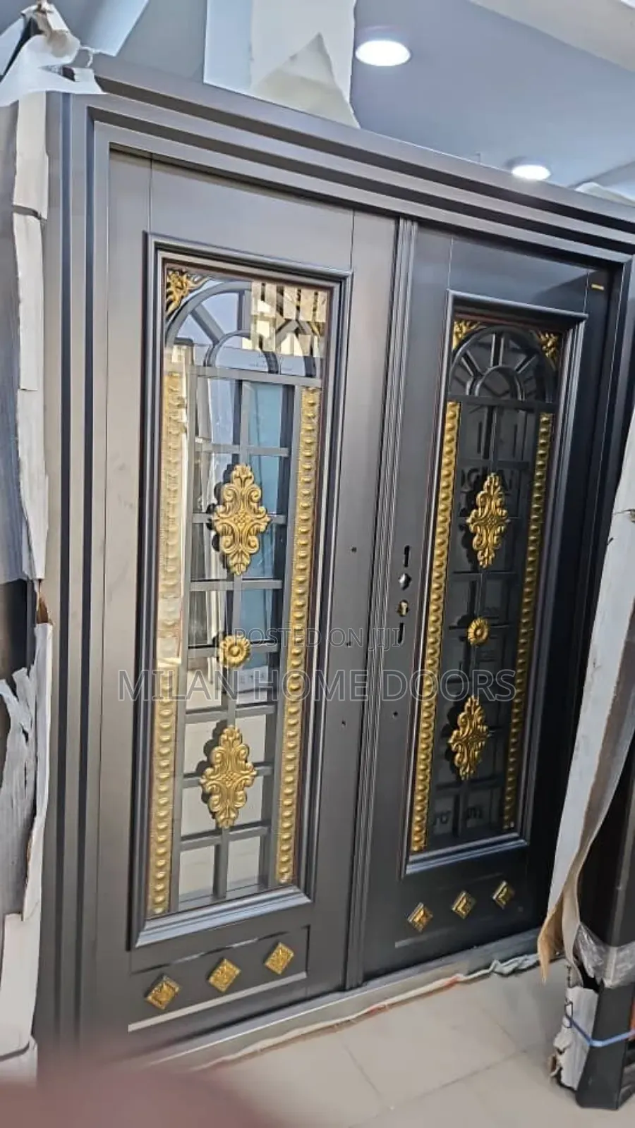 5ft by 7ft Copper Glass Security Door Big Frame