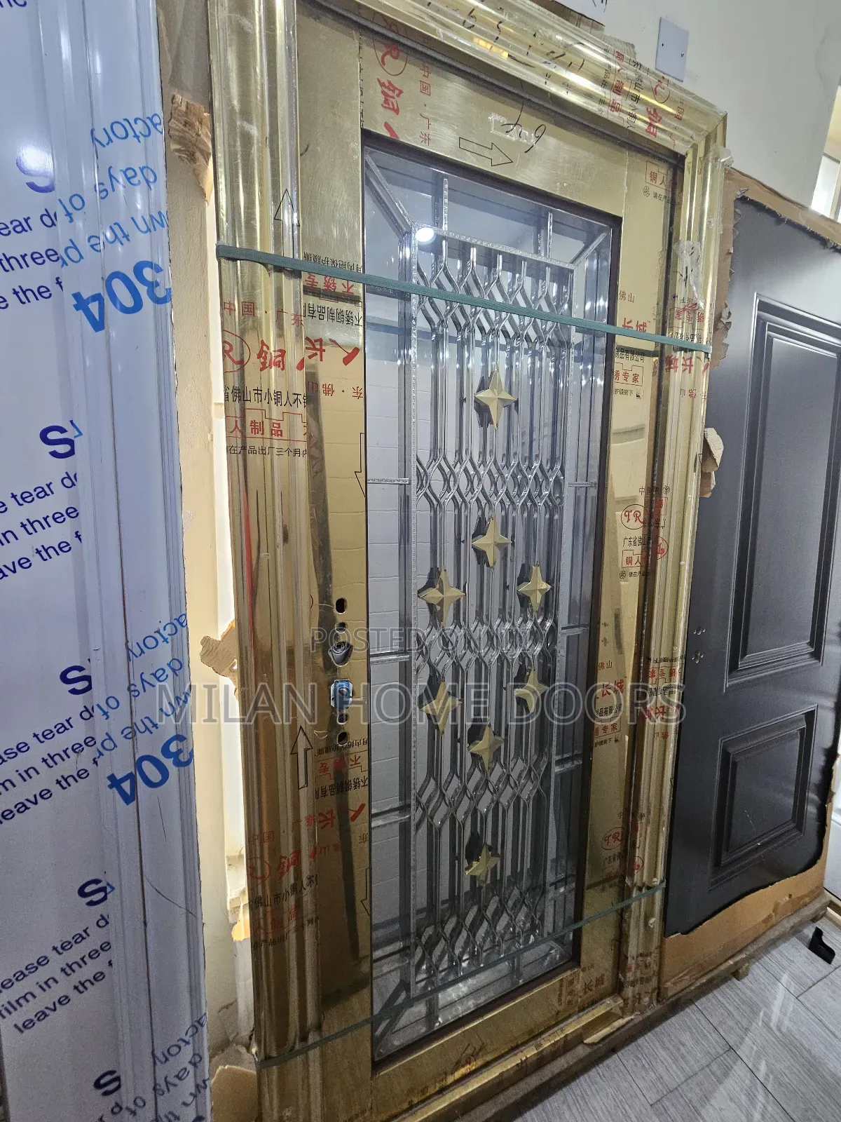 Gold 3ft Glass Stainless Door