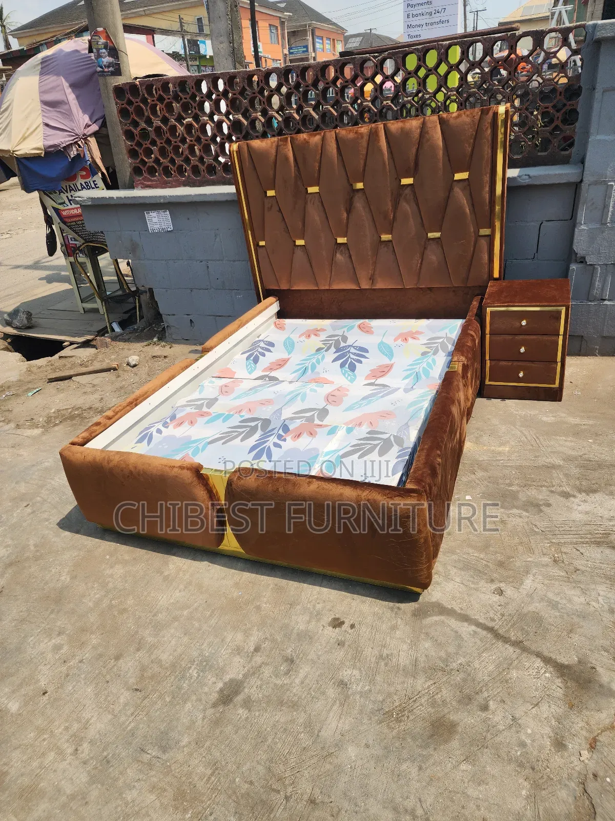 Brand New Queen Size Upholstery Bed Stand.