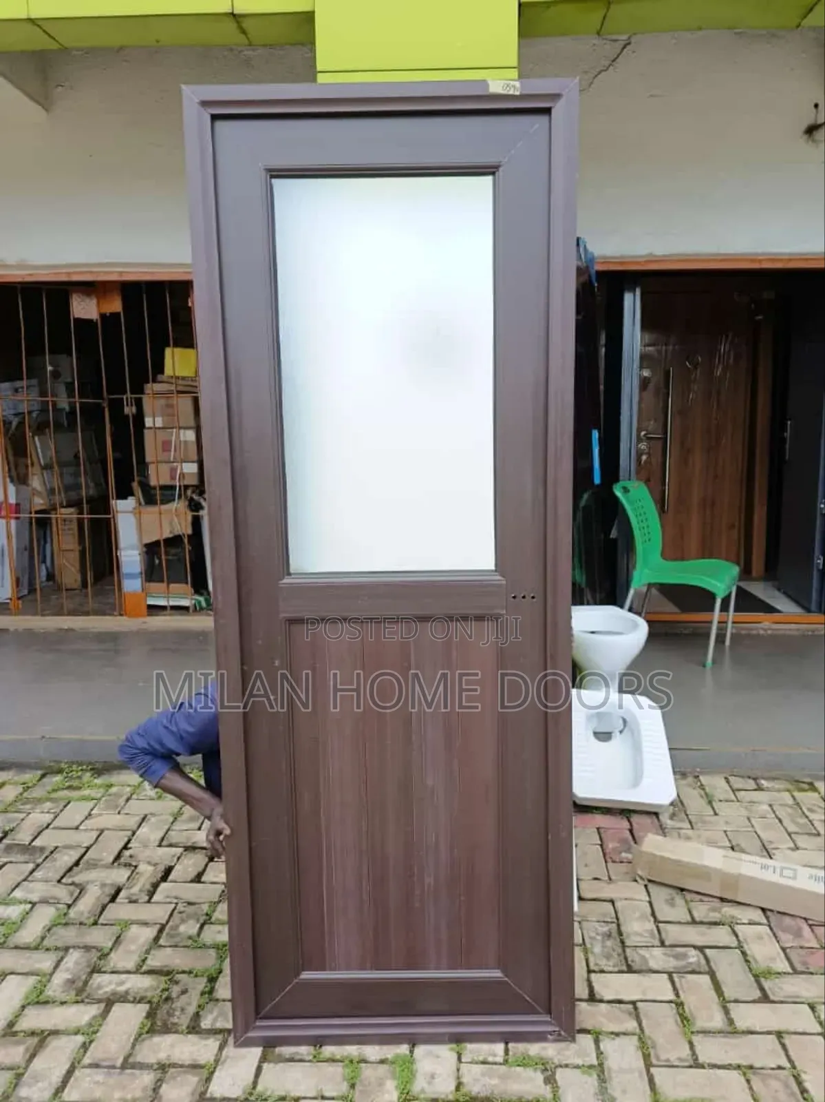PVC 750m Toilet Size Half Glass Door