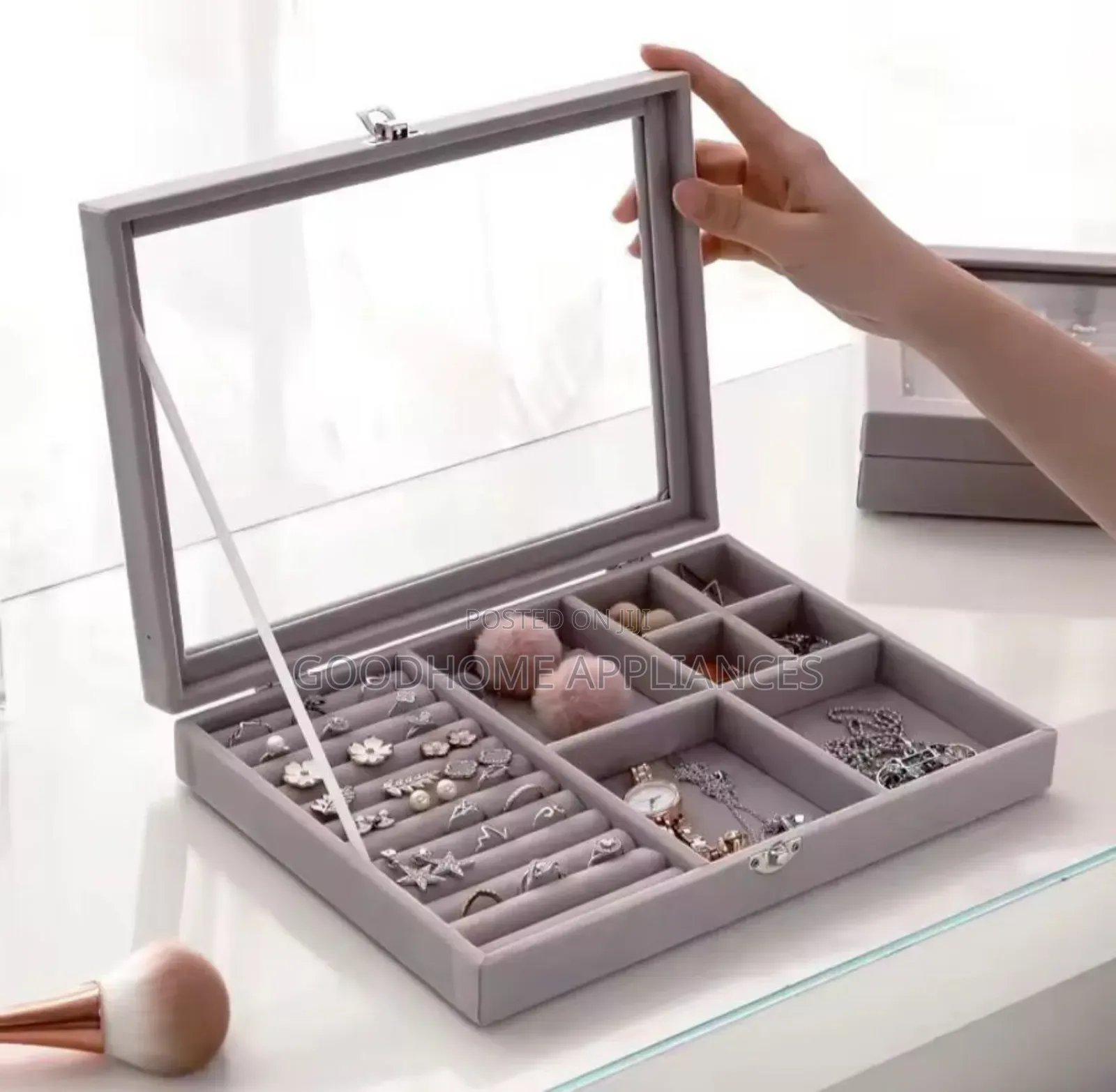 Jewelry Storage Box With Transparent Flip Cover.