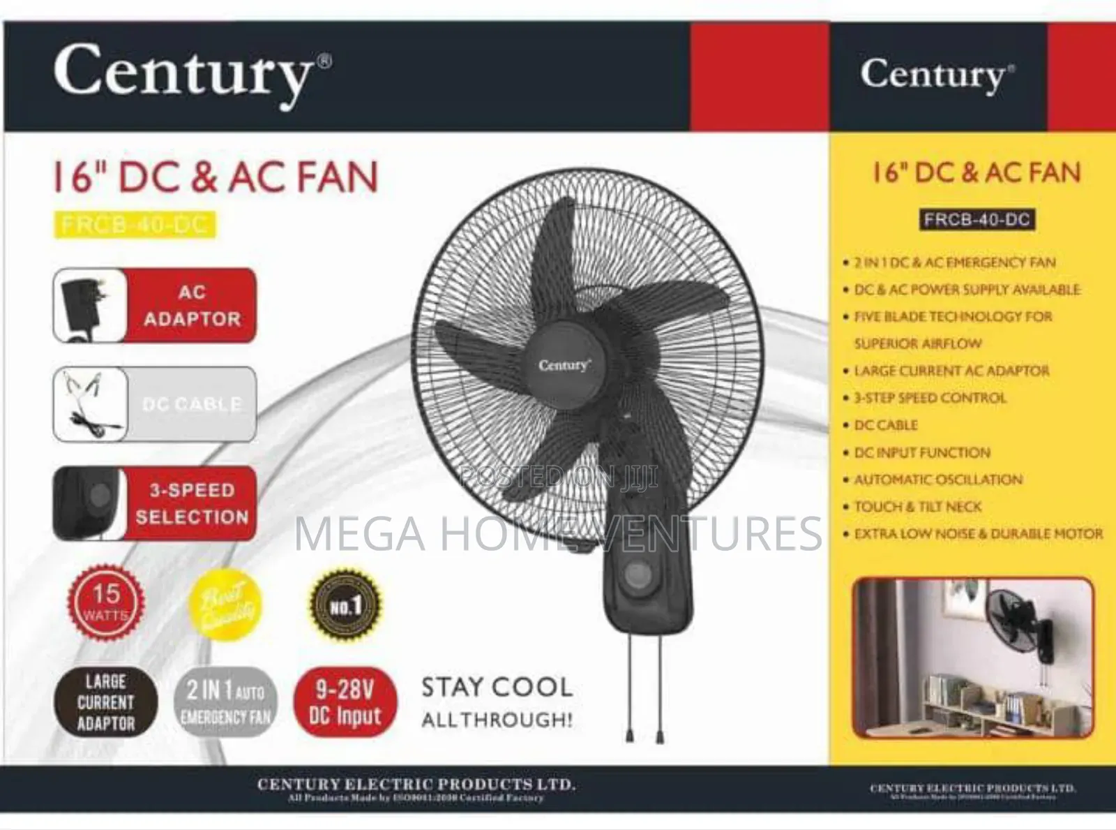 16" Century Wall Fan