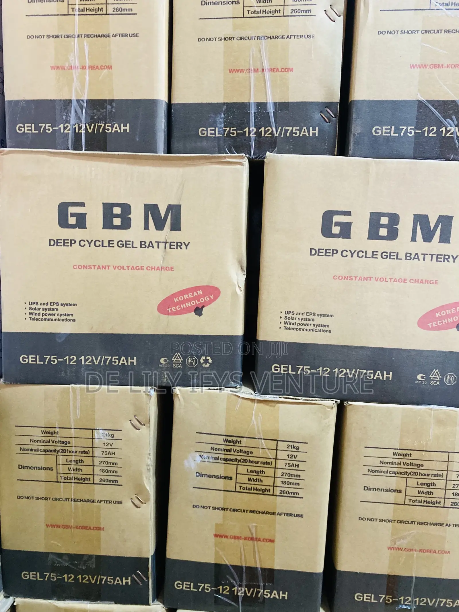 GBM Dry Cell Battery 75ah 12v