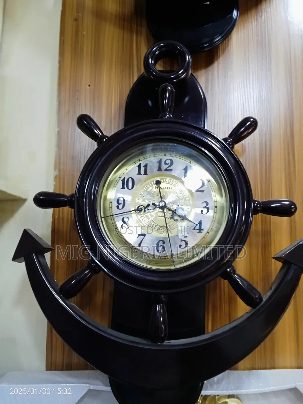 Wall Anchor With Swing Pendulum Wall Clock Brown 30cmx45cm