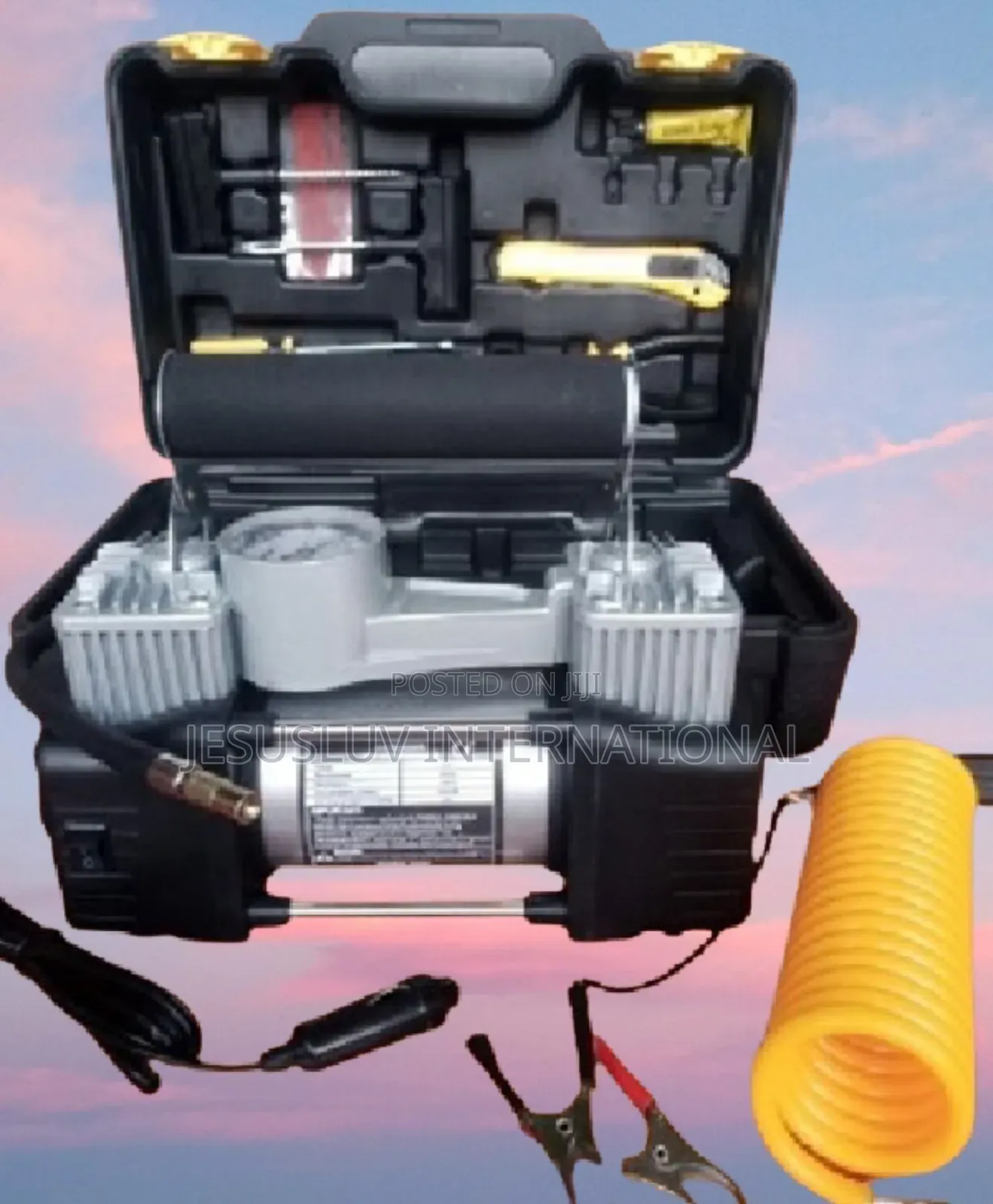 Heavy Duty Compressor Double Cylinder Air Tire Pump Inflator