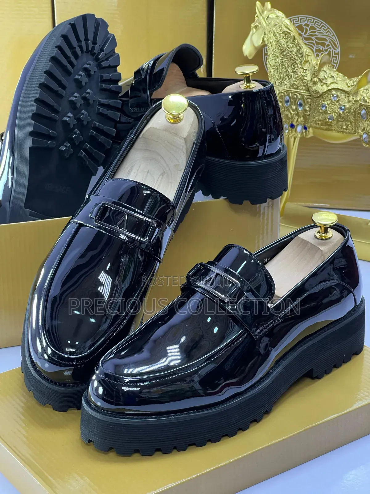 Glossy Leather Premium Quality Versace Shoe for Men