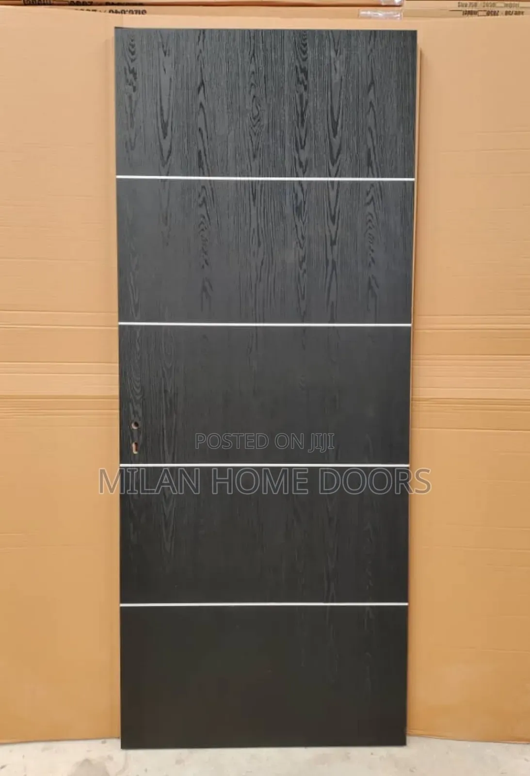 Walnut HDF Wooden Door With Chrome Aluminum