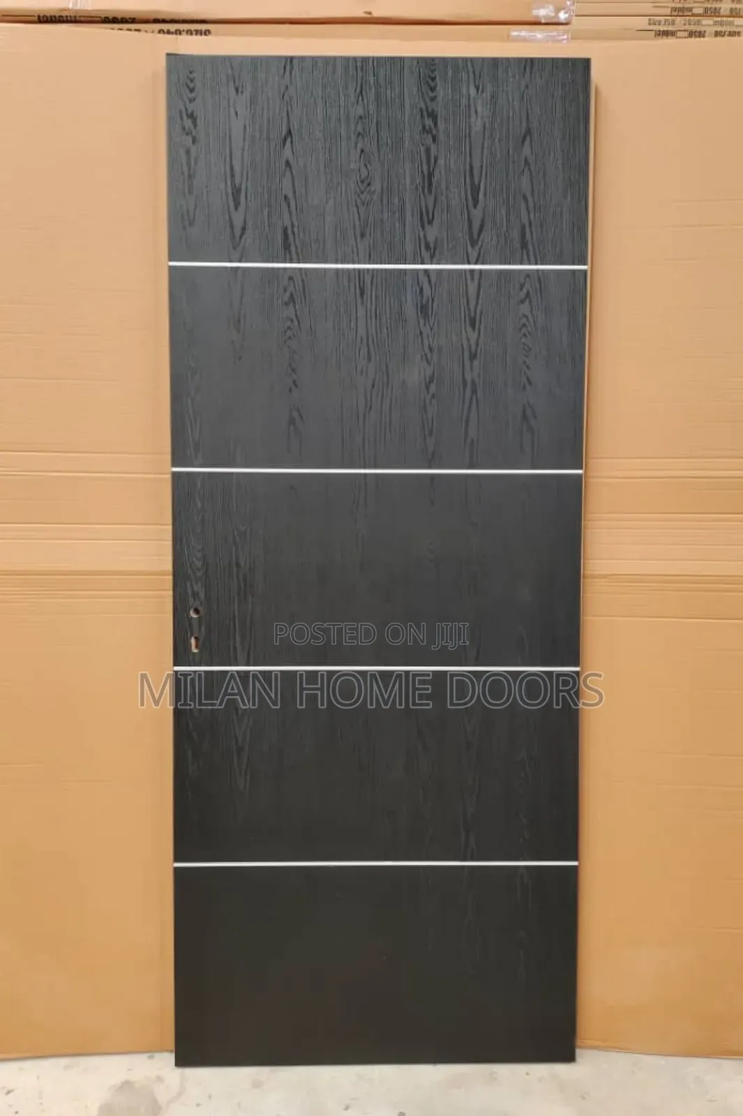 Walnut HDF Wooden Door With Chrome Aluminum