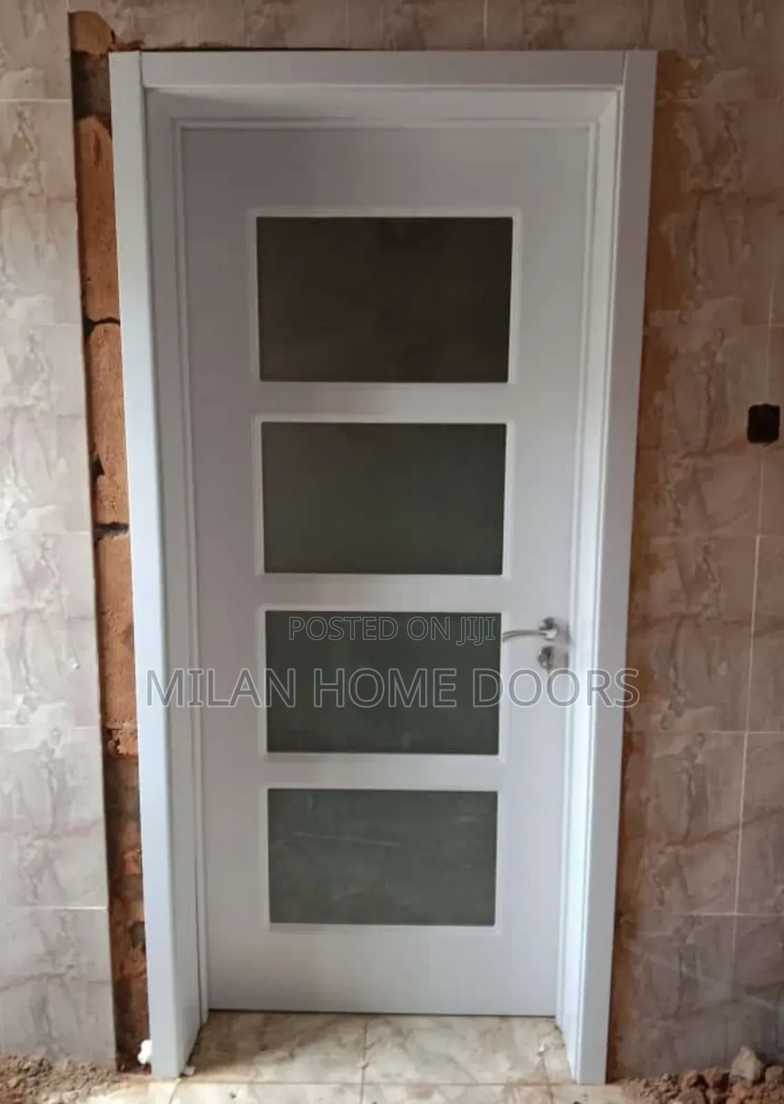 3ft by 7ft White Kitchen to Dining Glass Door