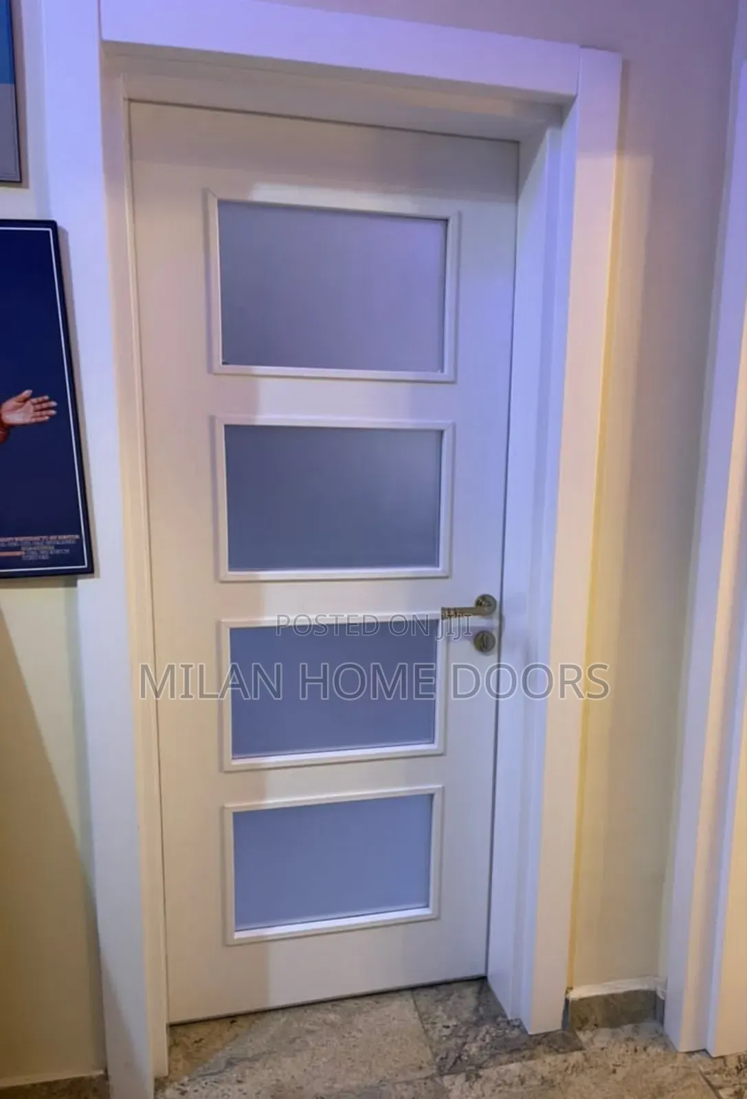 3ft by 7ft White Kitchen to Dining Glass Door
