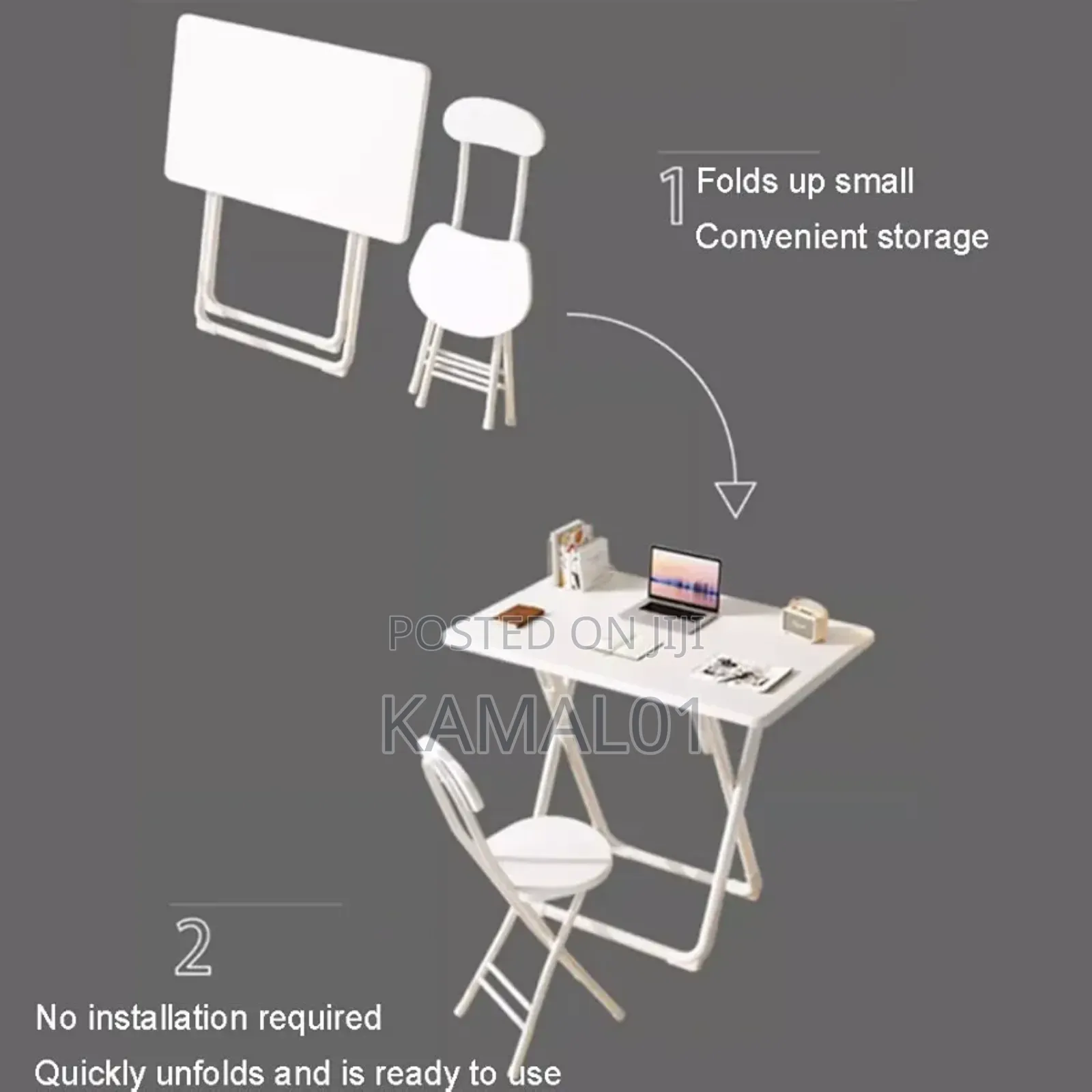 Folding Table,Computer Desk, Home Office Desk With 1 Chair K