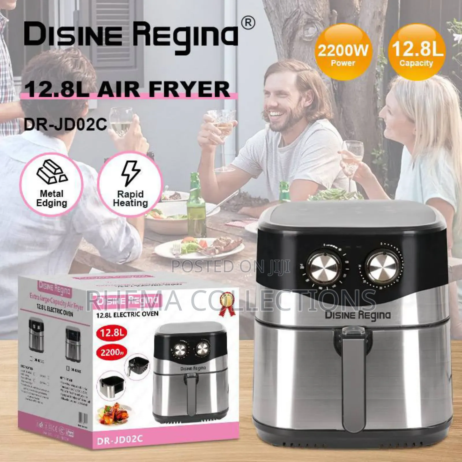 12.8L Electric Air Fryer/Oven With Two Operational Knobs