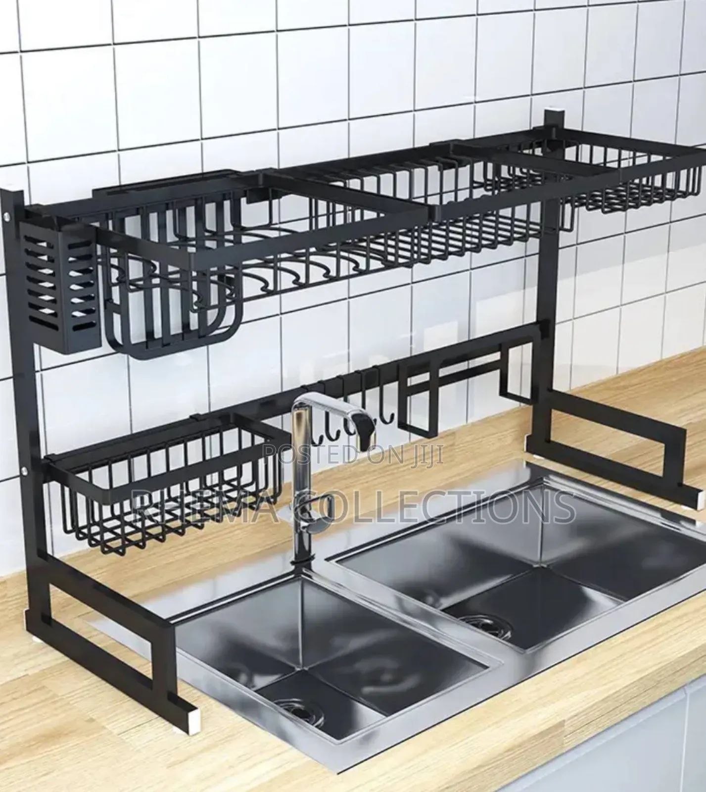 Over the Sink Large Adjustable Dish/Plate Rack - With Cover