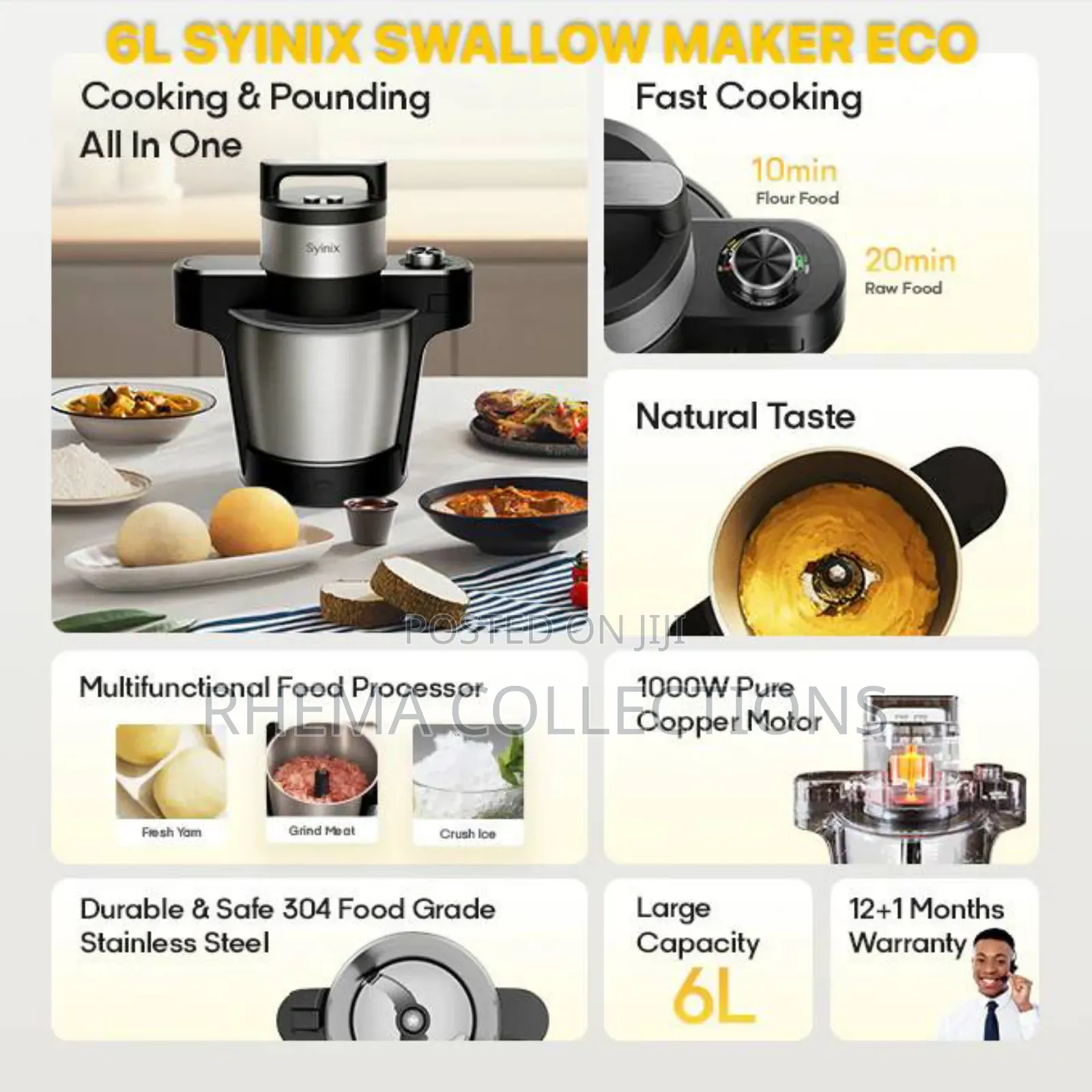 6l Syinix Multifunctional Cooking Pounding Swallow Maker Ec