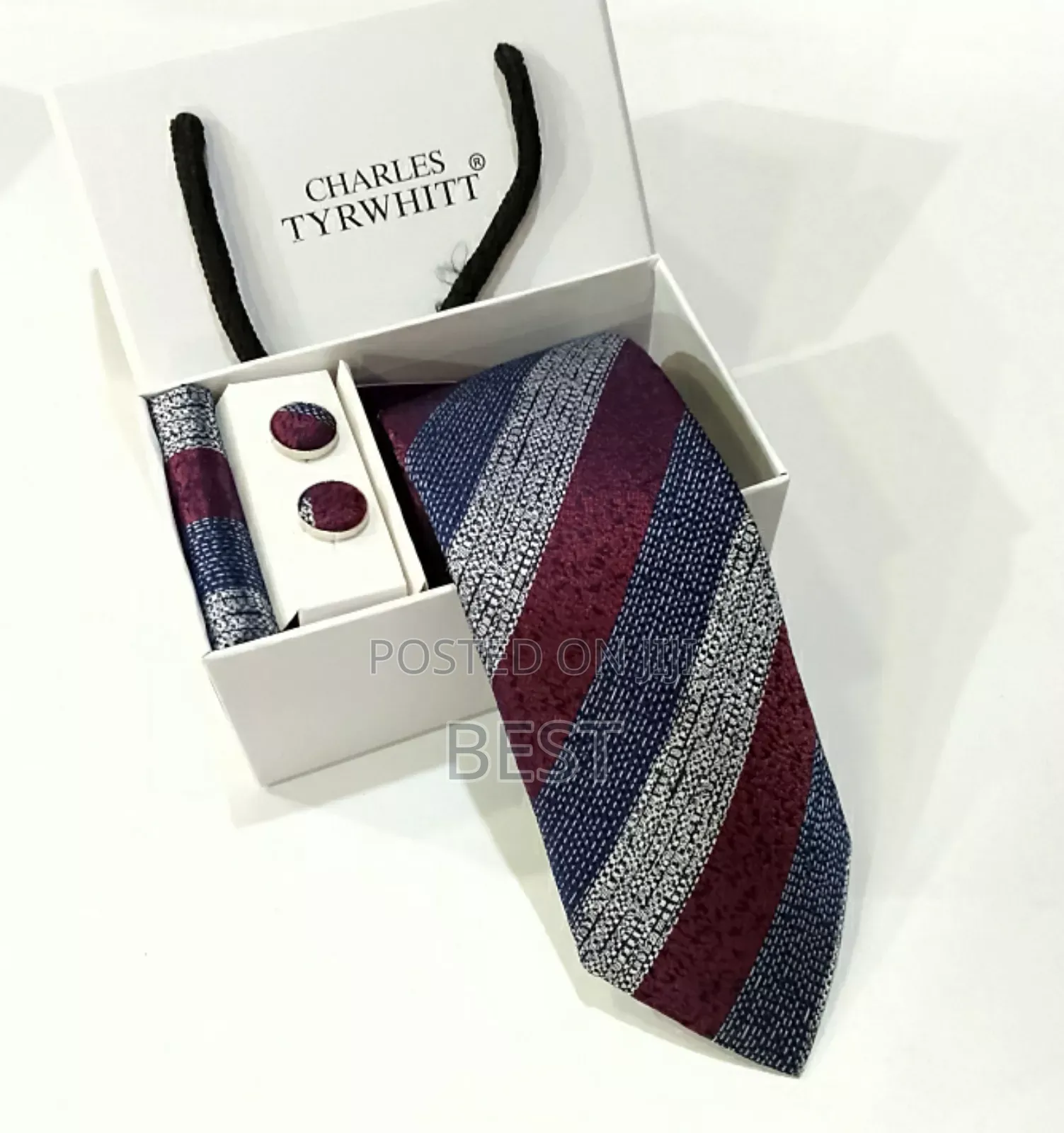 Complete Set Neck Ties With Cufflinks Aand Pocket Square*