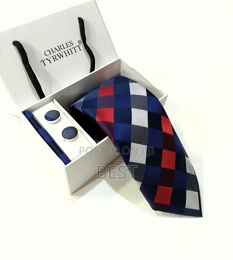 Complete Set Neck Ties With Cufflinks Aand Pocket Square*