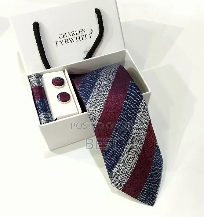 Complete Set Neck Ties With Cufflinks Aand Pocket Square*