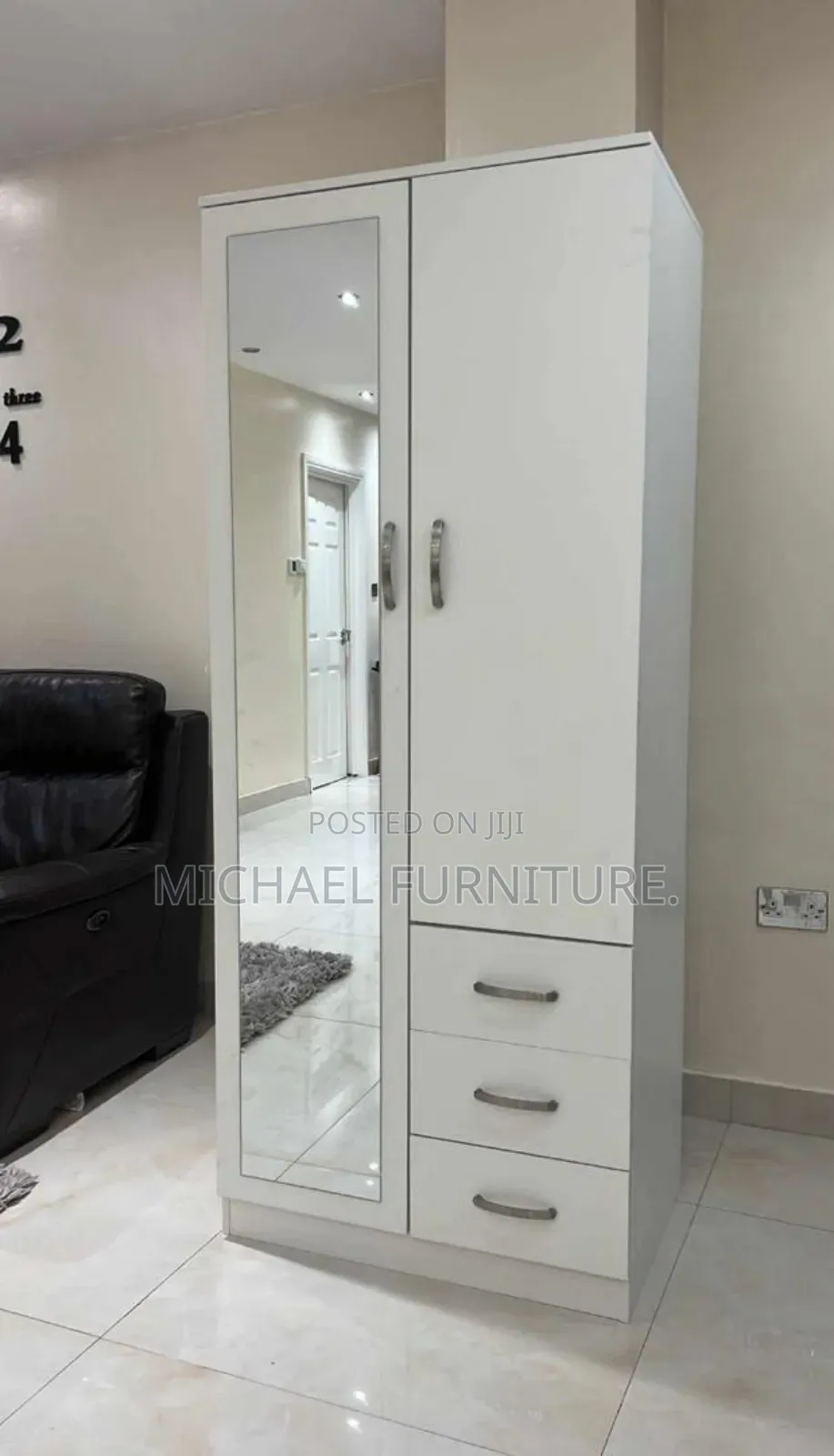 Pur Ely Furnished 3x6 Wardrobe With Three Drawers Mirror