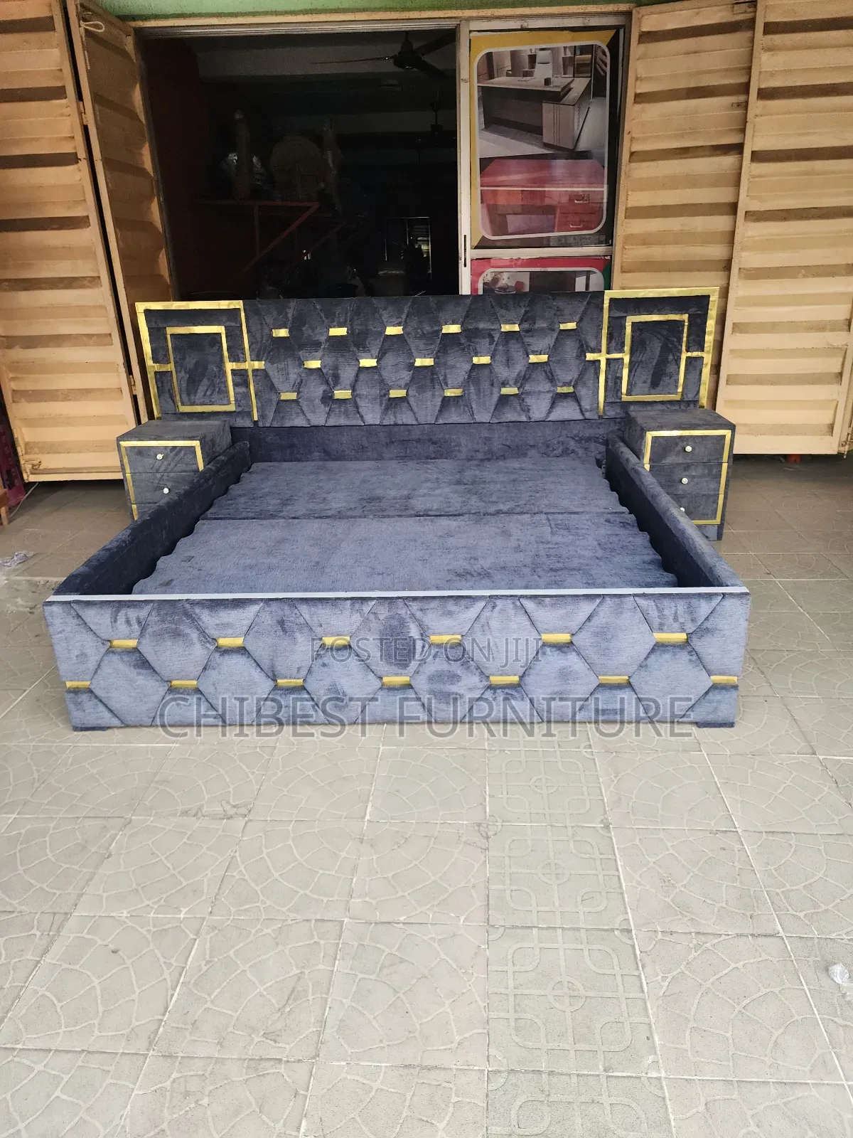 Grey Standard Family Size Bed.