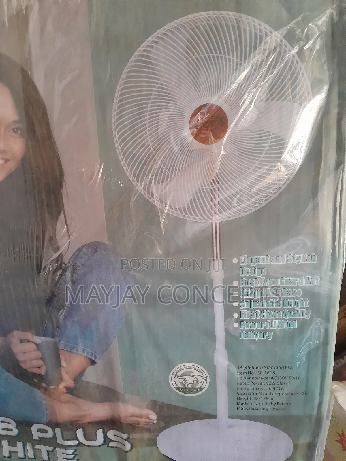 Ox 18inches Plus Standing Fan-White Colour