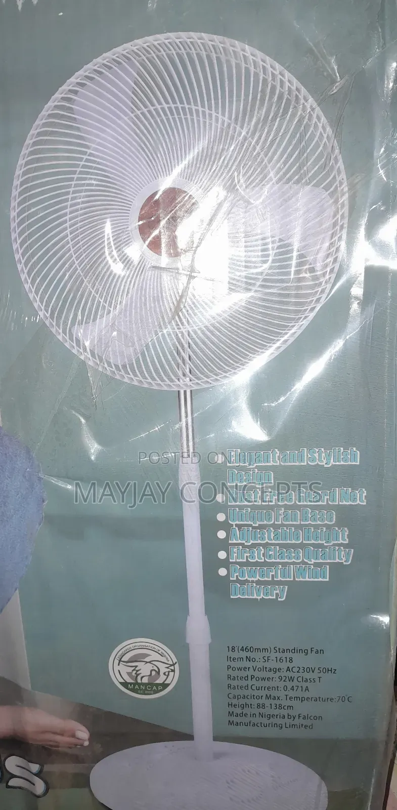 Ox 18inches Plus Standing Fan-White Colour