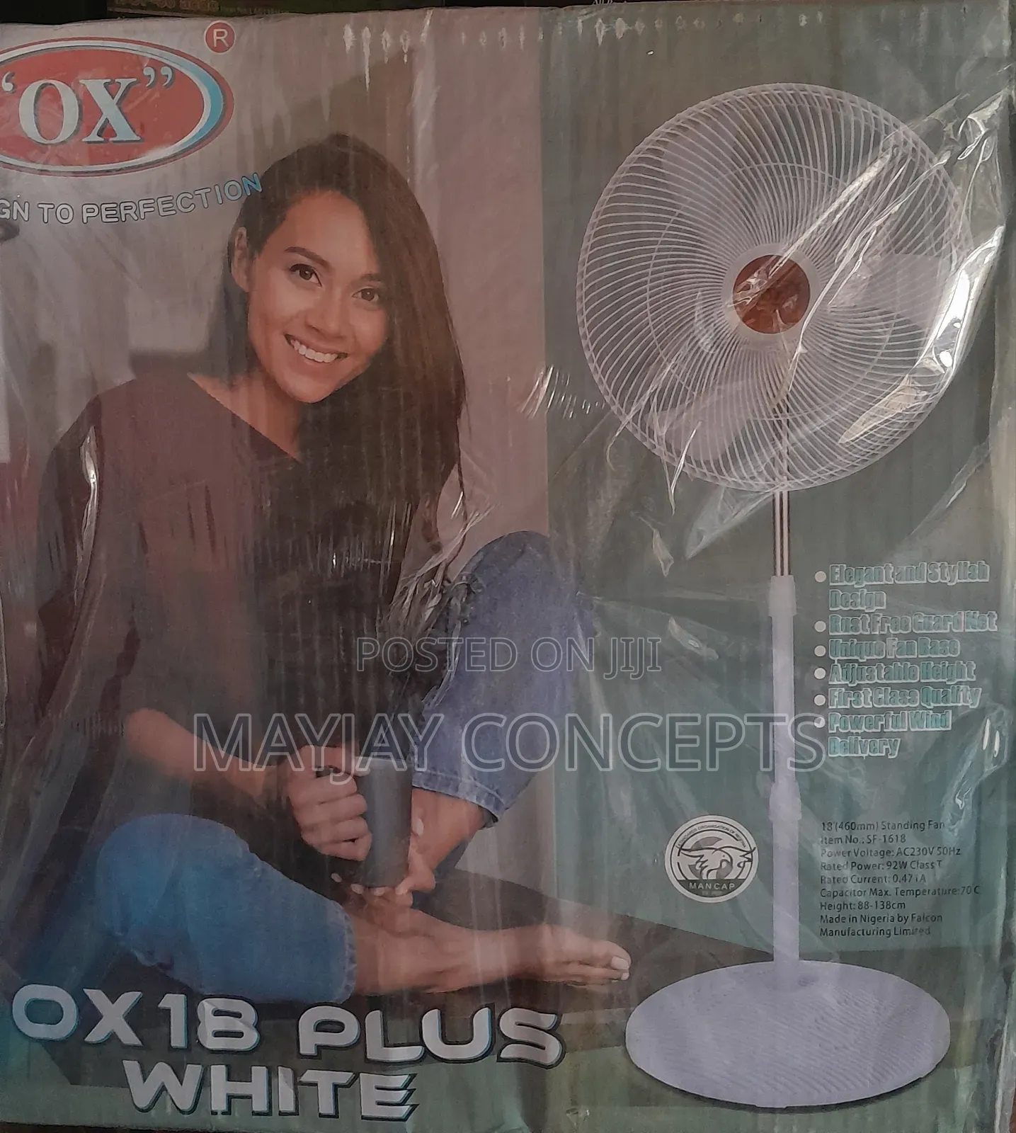 Ox 18inches Plus Standing Fan-White Colour