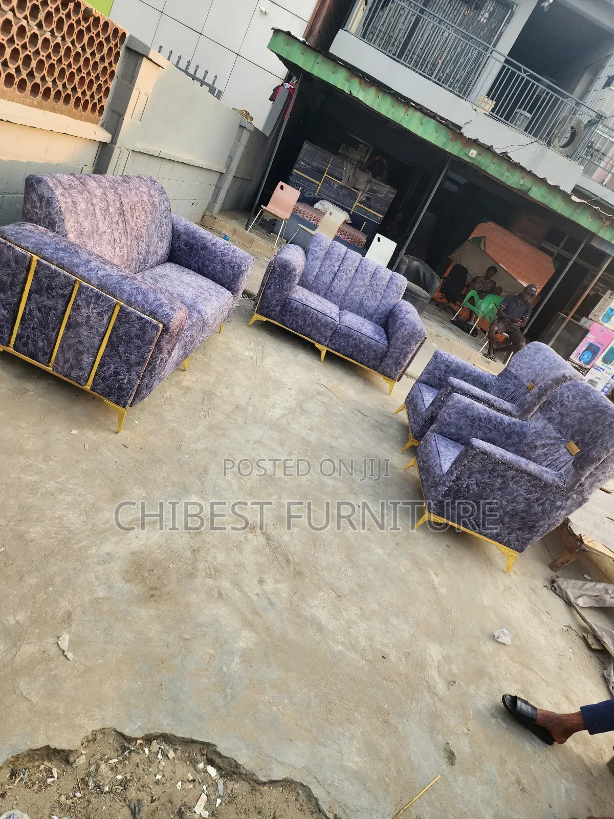 Set of Fabric Sofa Chair.