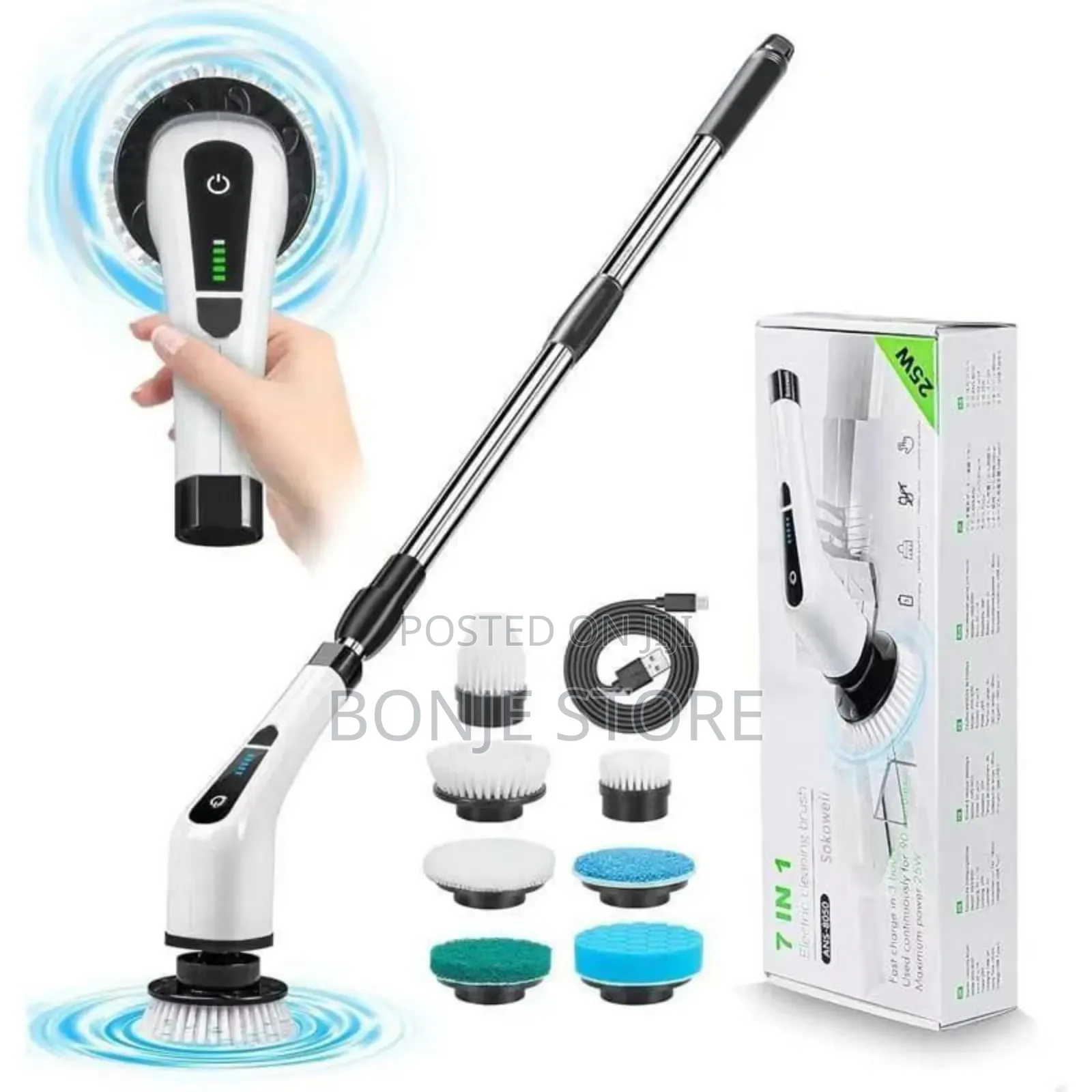7 in 1 Electric Spin Scrubber - 7 Replaceable Cleaning Brush