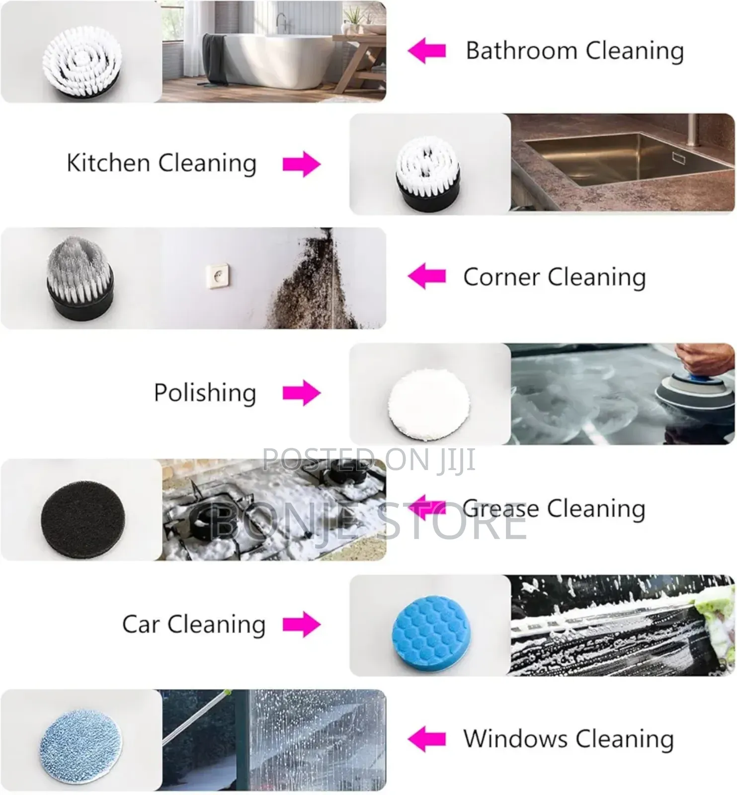 7 in 1 Electric Spin Scrubber - 7 Replaceable Cleaning Brush