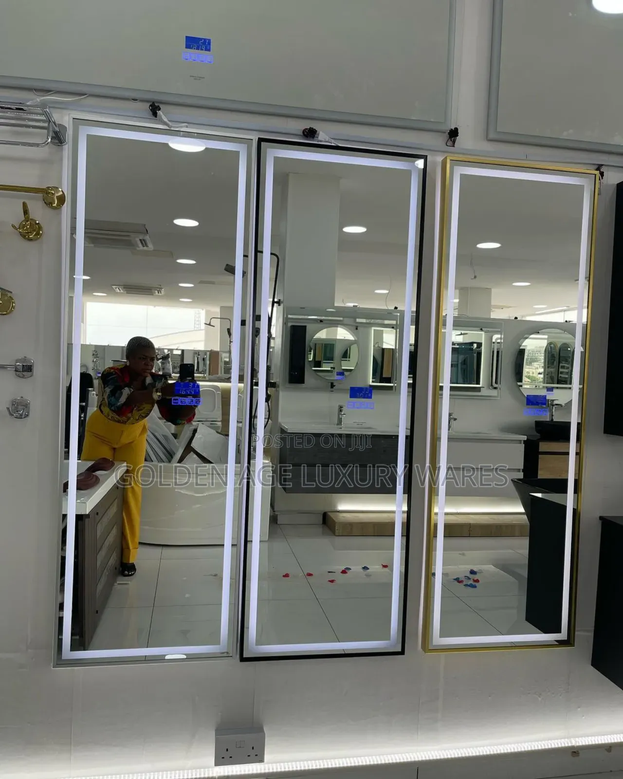 70x150 Gold LED Mirror