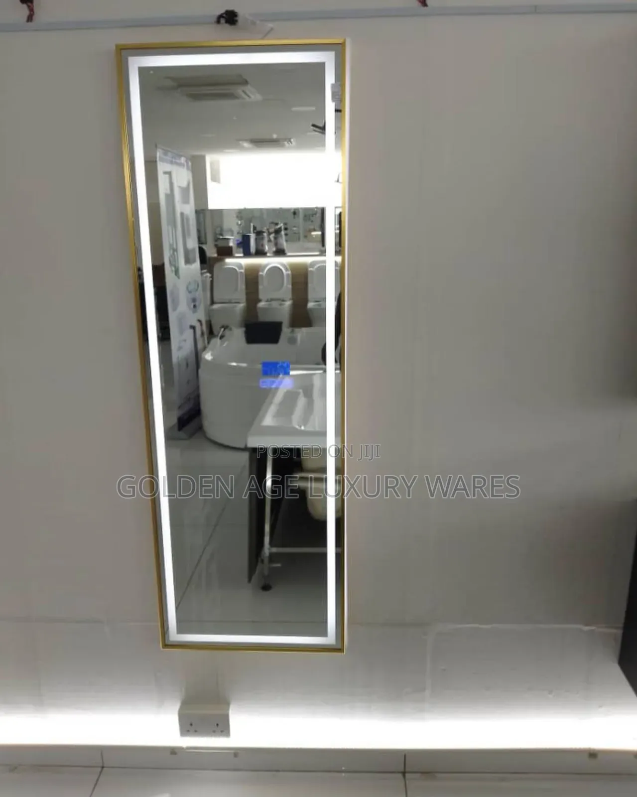 70x150 Gold LED Mirror