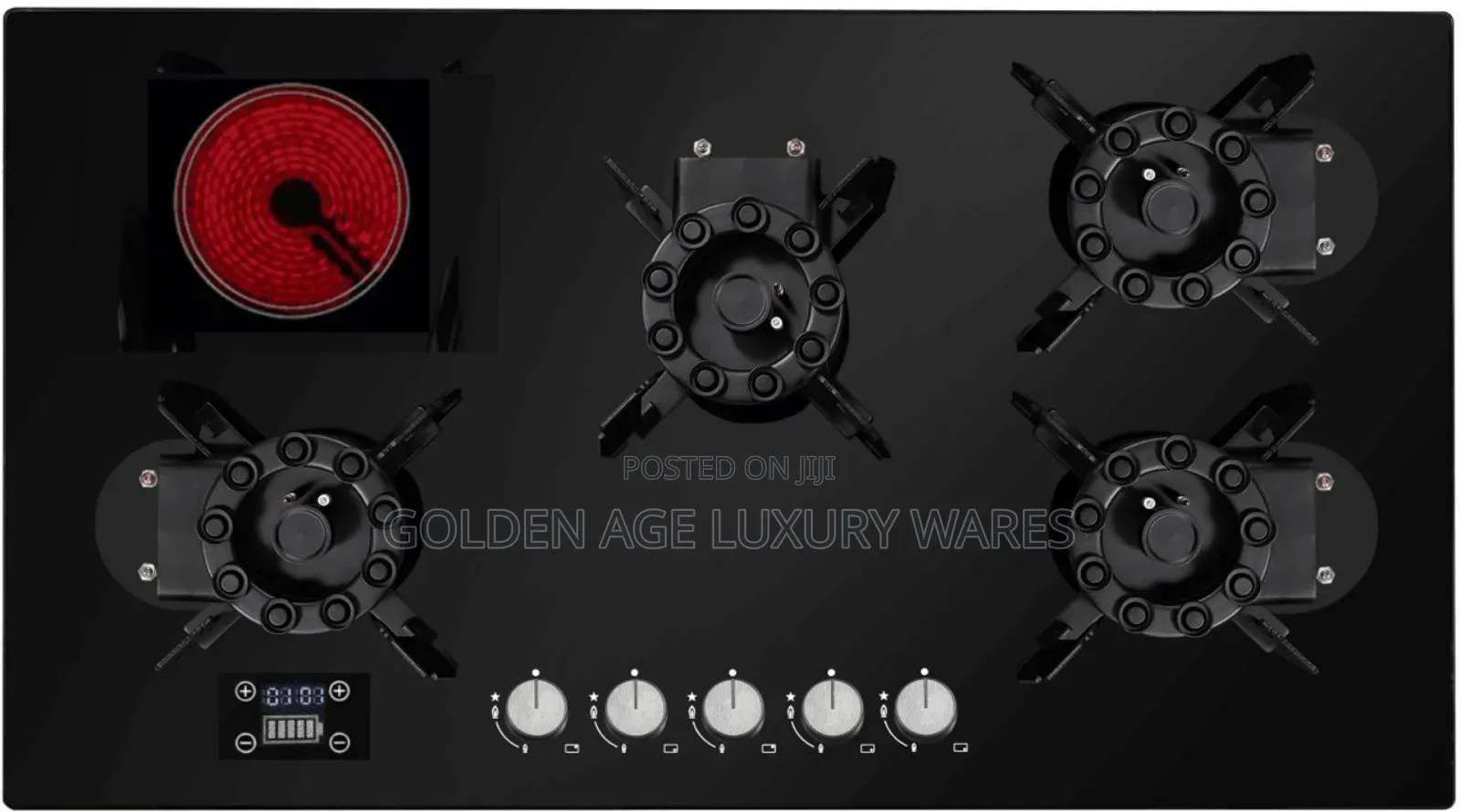 4 Burner, 1 Hot Plate Flip-Up Cabinet Hob