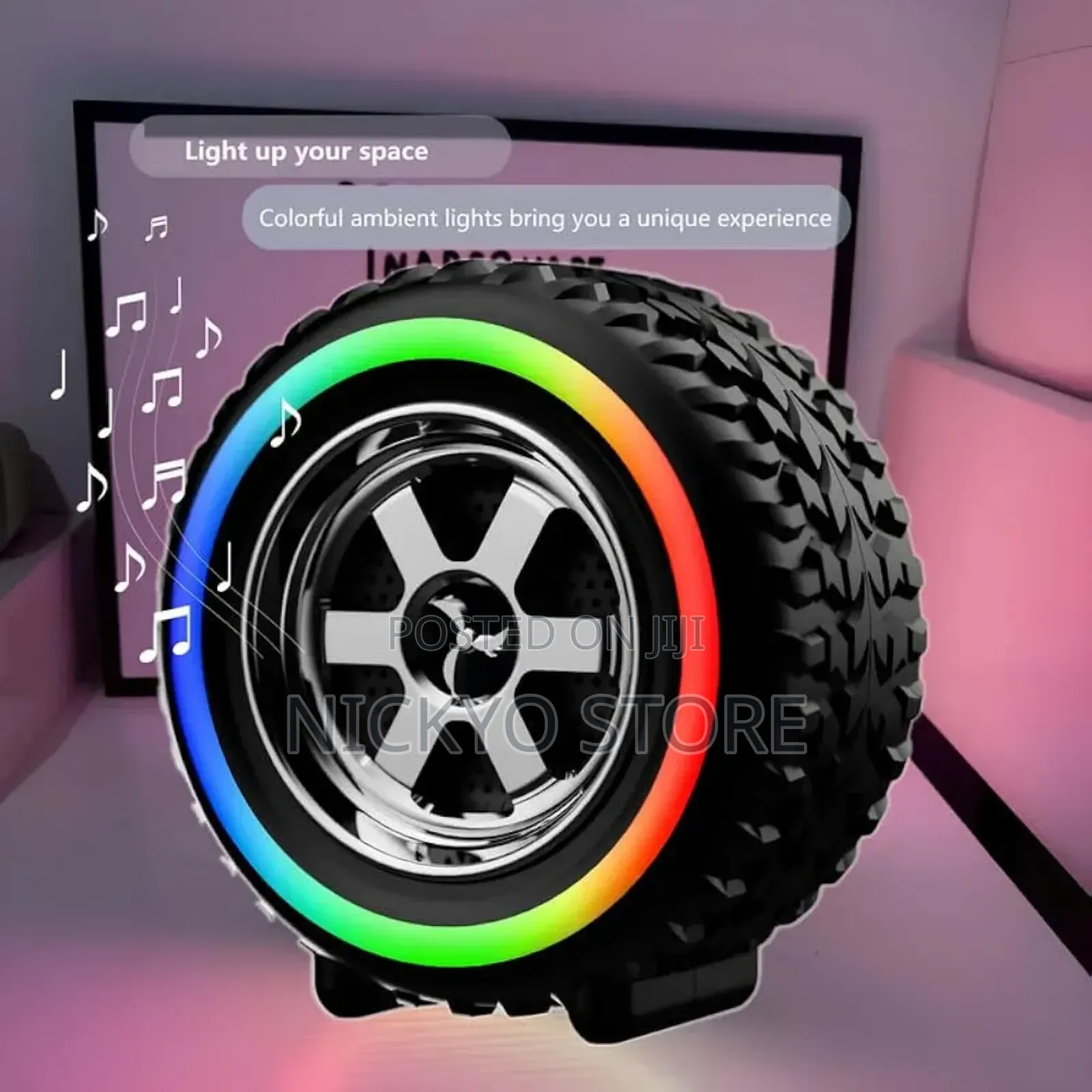 Car Wheel Shaped Wireless Loud Speakers With Led