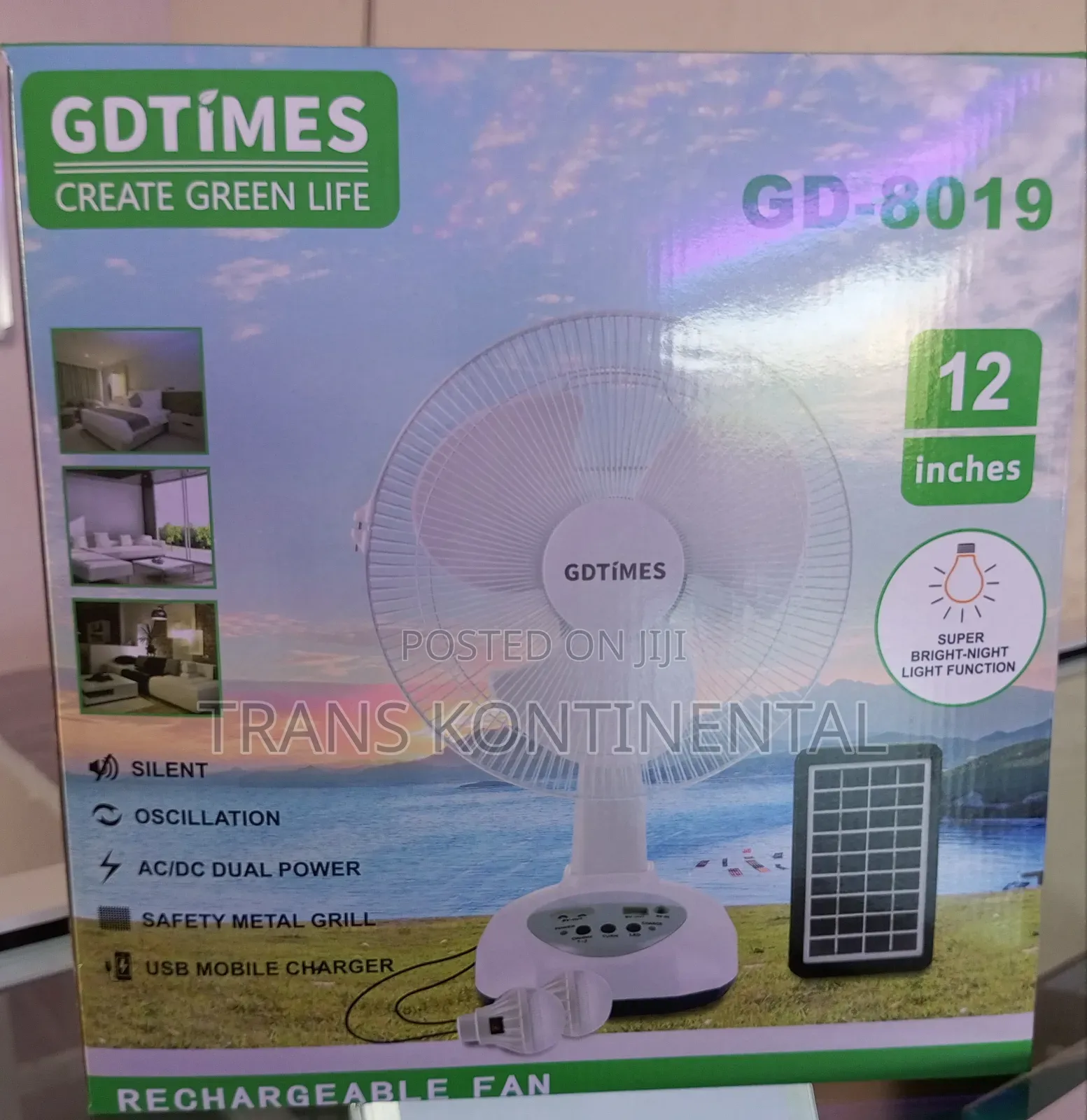 12inches Solar Rechargeable Fan