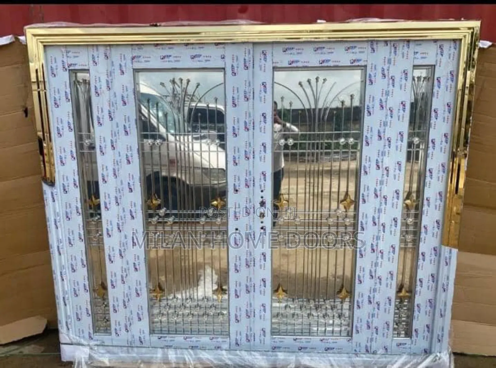 8ft by 8ft Gold Glass Entrance Door