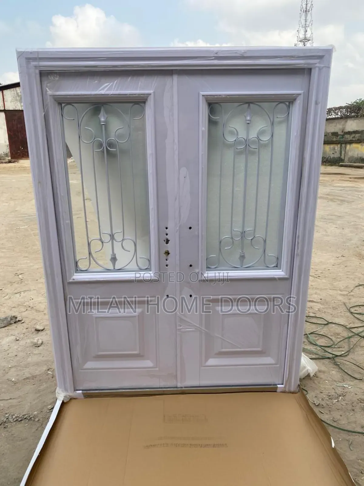 5ft by 7ft White Entrance Glass Door