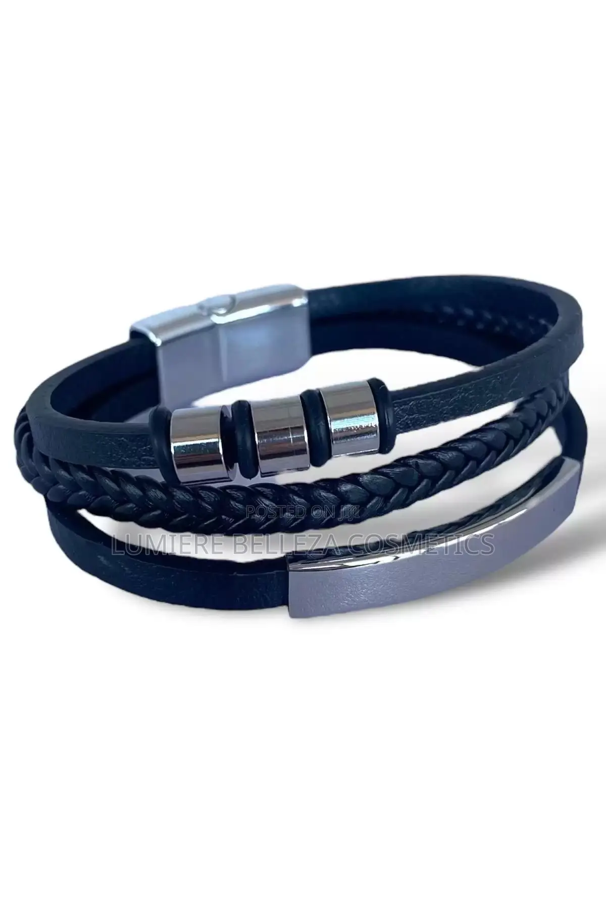 Black Color Metal Detailed Steel Bracelet
