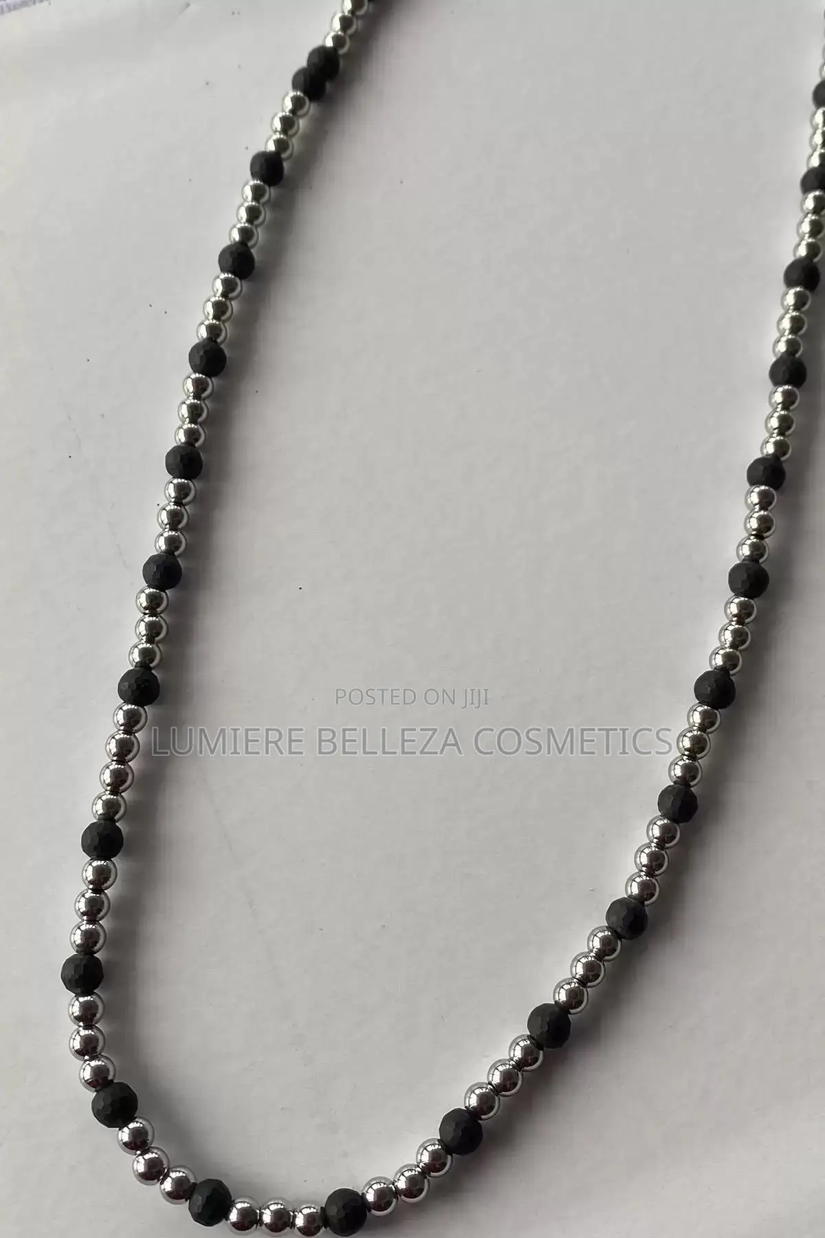 Black and Gray Color Beaded Detailed Men's Necklace