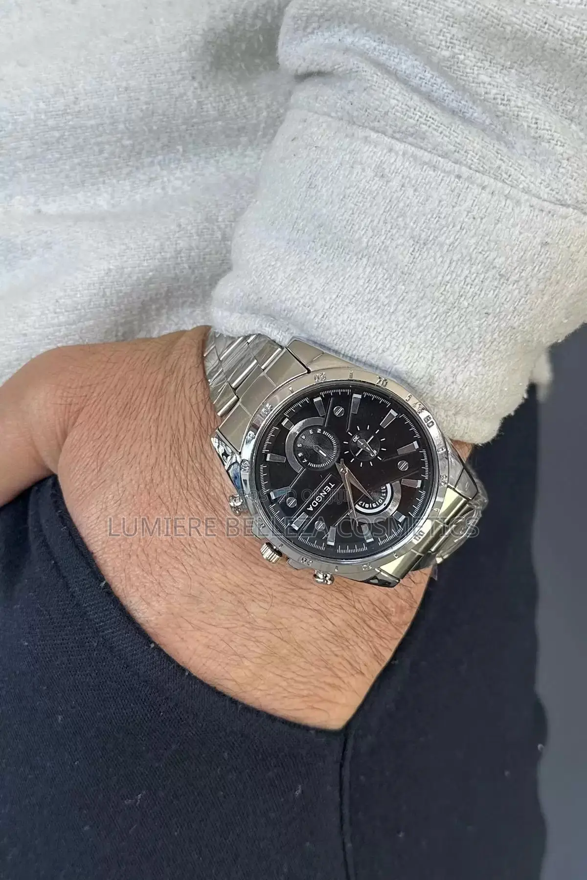Silver Color Metal Band Men's Watch