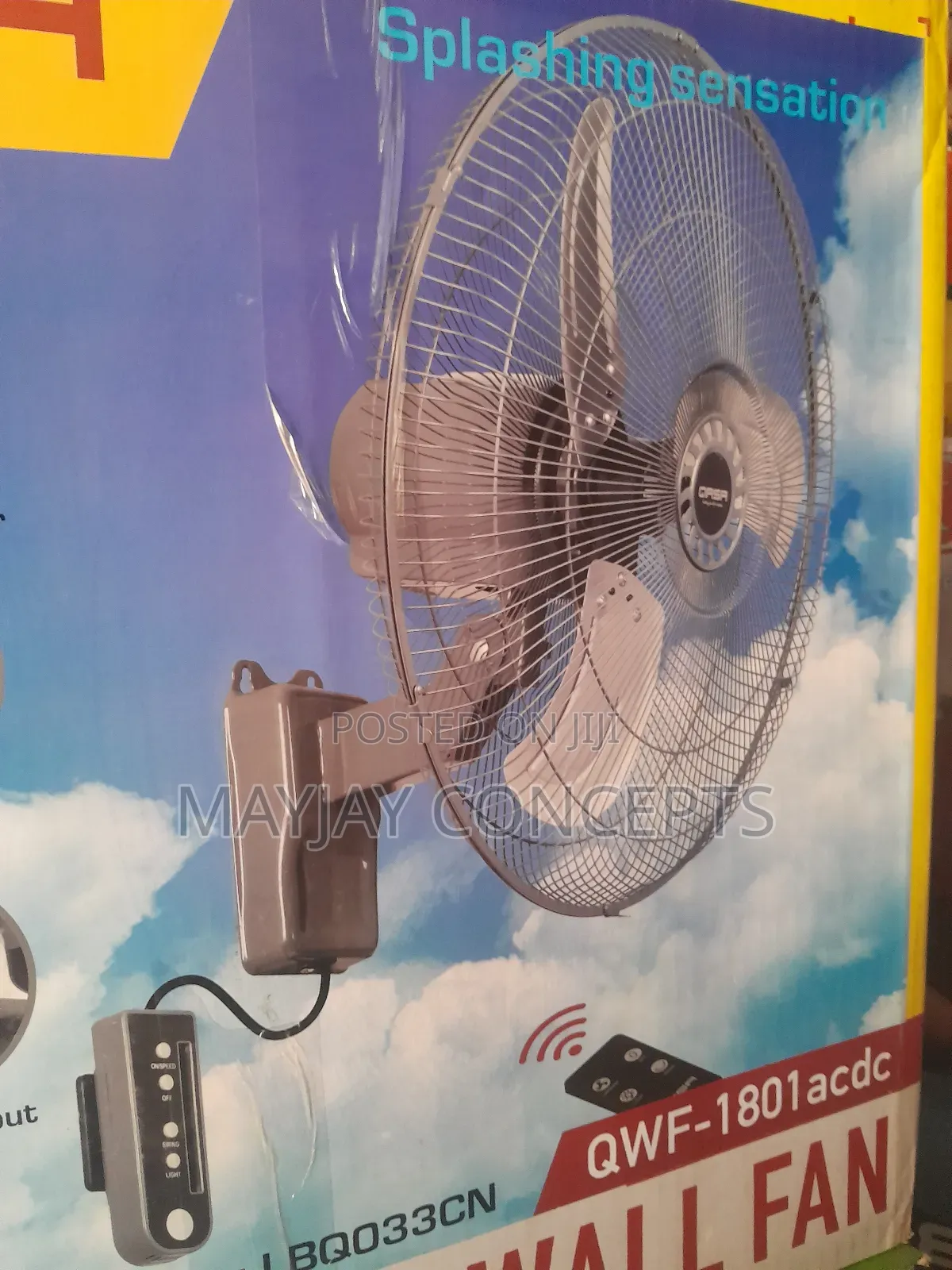 Qasa 18" Ac/Dc 3-in-1 Solar Wall Fan With Remote Control