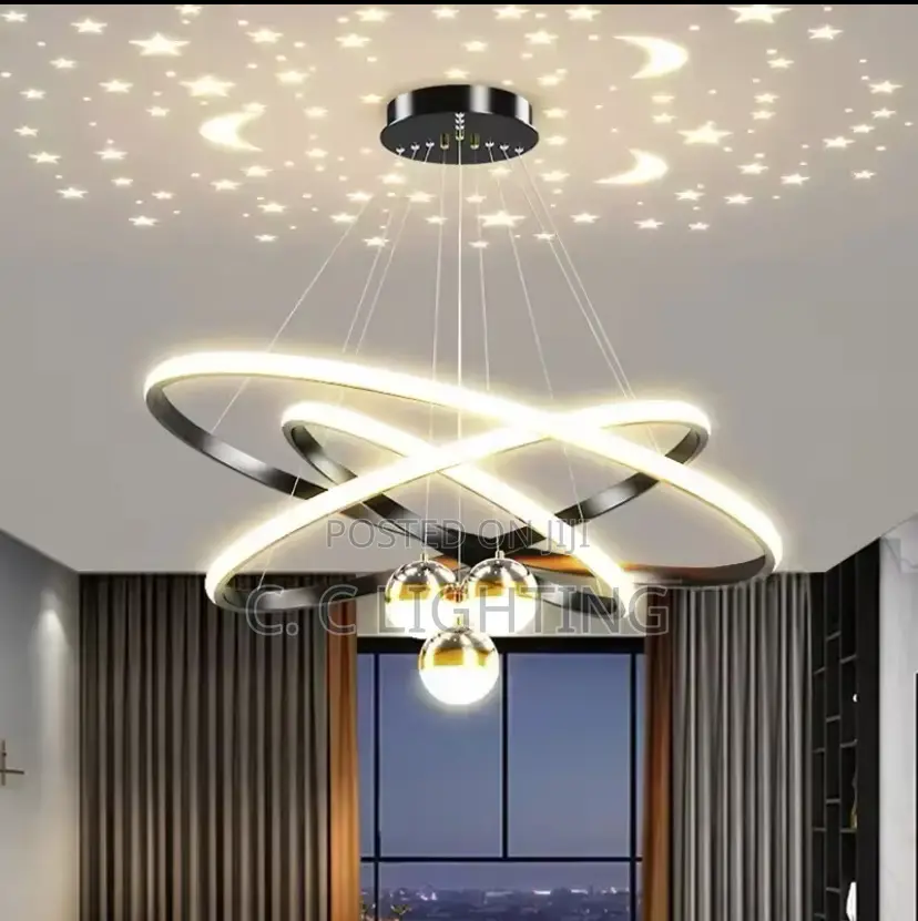 Modern Led Pendant Light Nordic Black Golden Chandelier