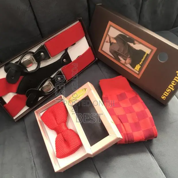 Suspenders Combo With Bow Ties Pocket Square Cufflinks