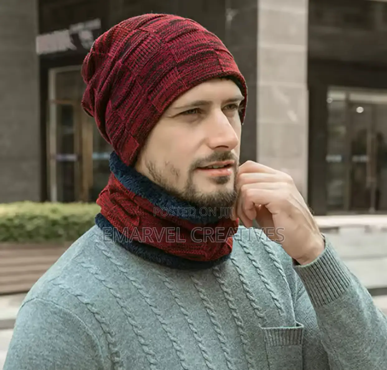 Winter Beanie Hats Scarf Set Warm Knit Hat Cap Neck Warmer