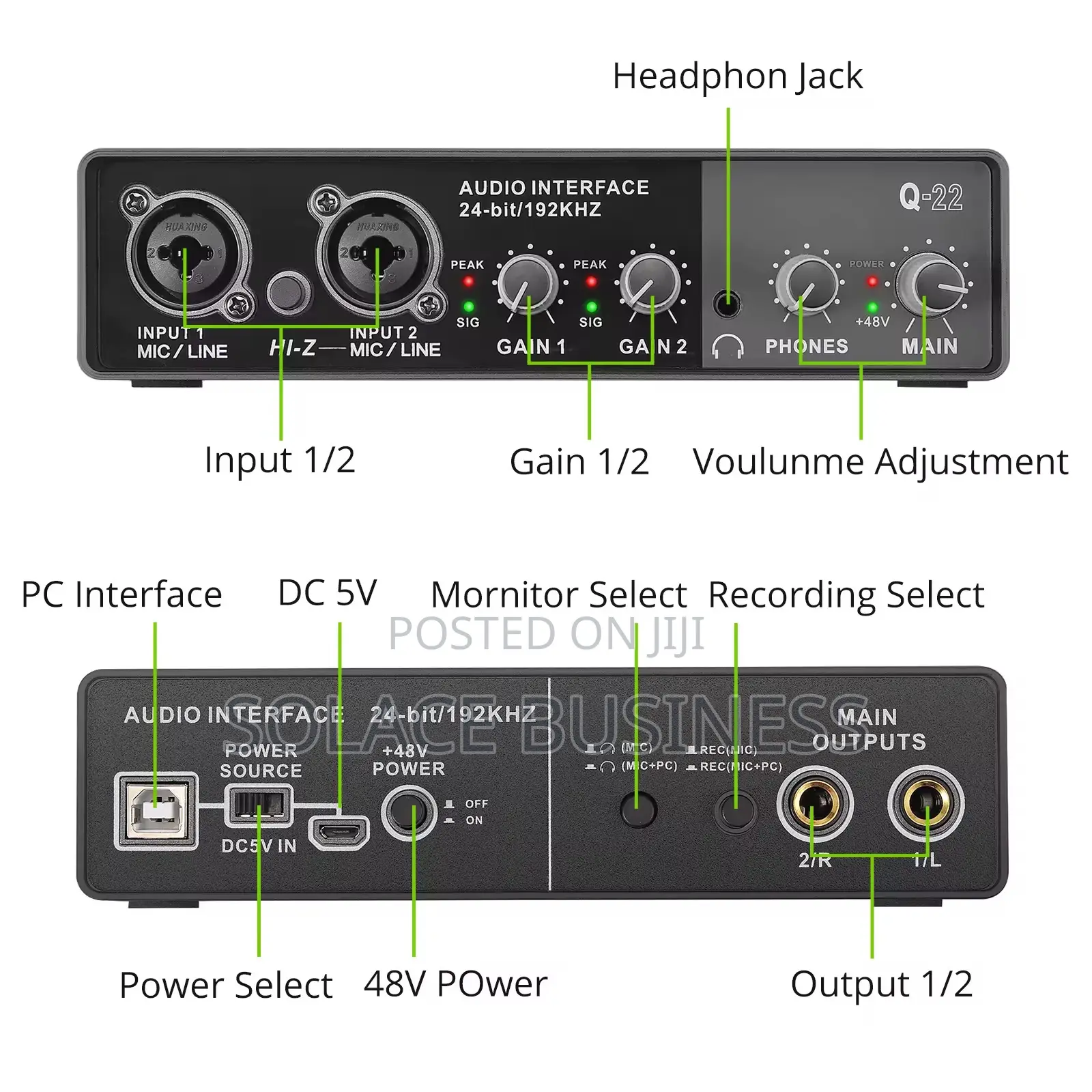 Xtuga E22 Audio Interface 2 Input 2 Output Soundcard