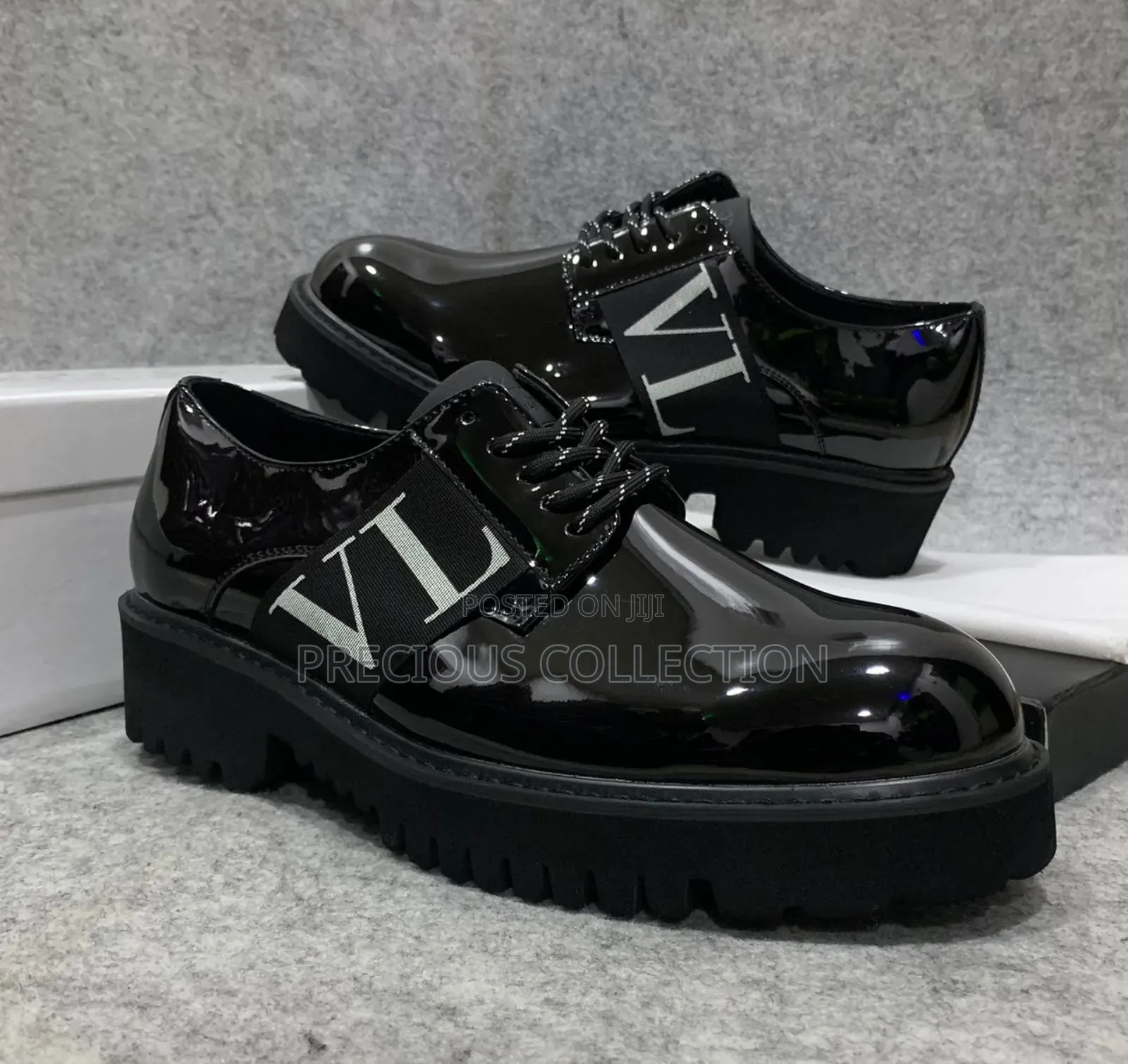 Glossy Leather Valentino Lace Up Shoe