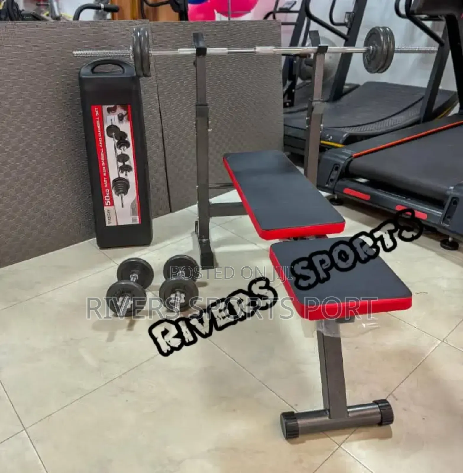 Multifunctional Weight Bench With 50kg Dumbbell Barbell