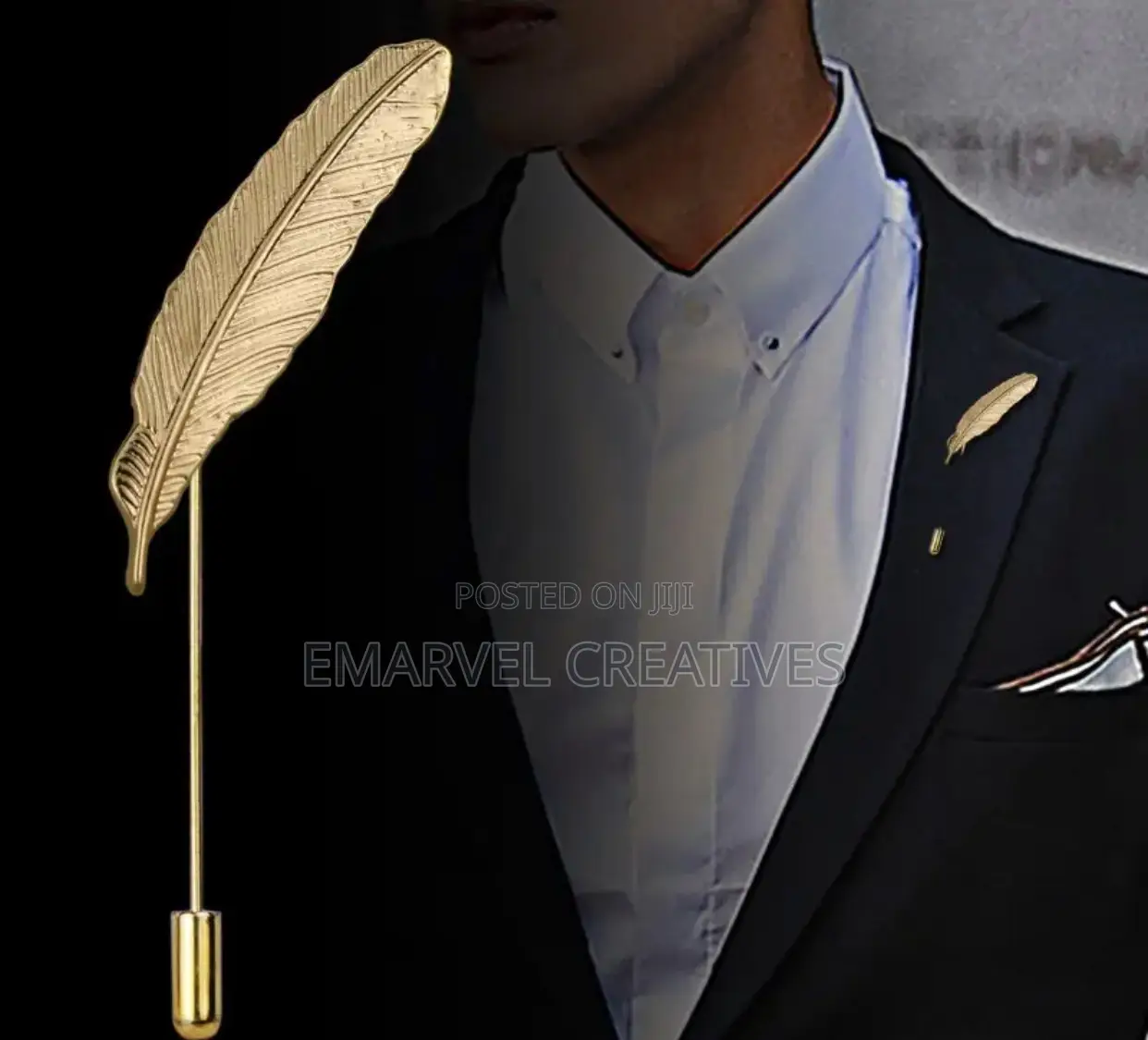 1PC Elegant Men's Feather Lapel Pin, Alloy Brooch