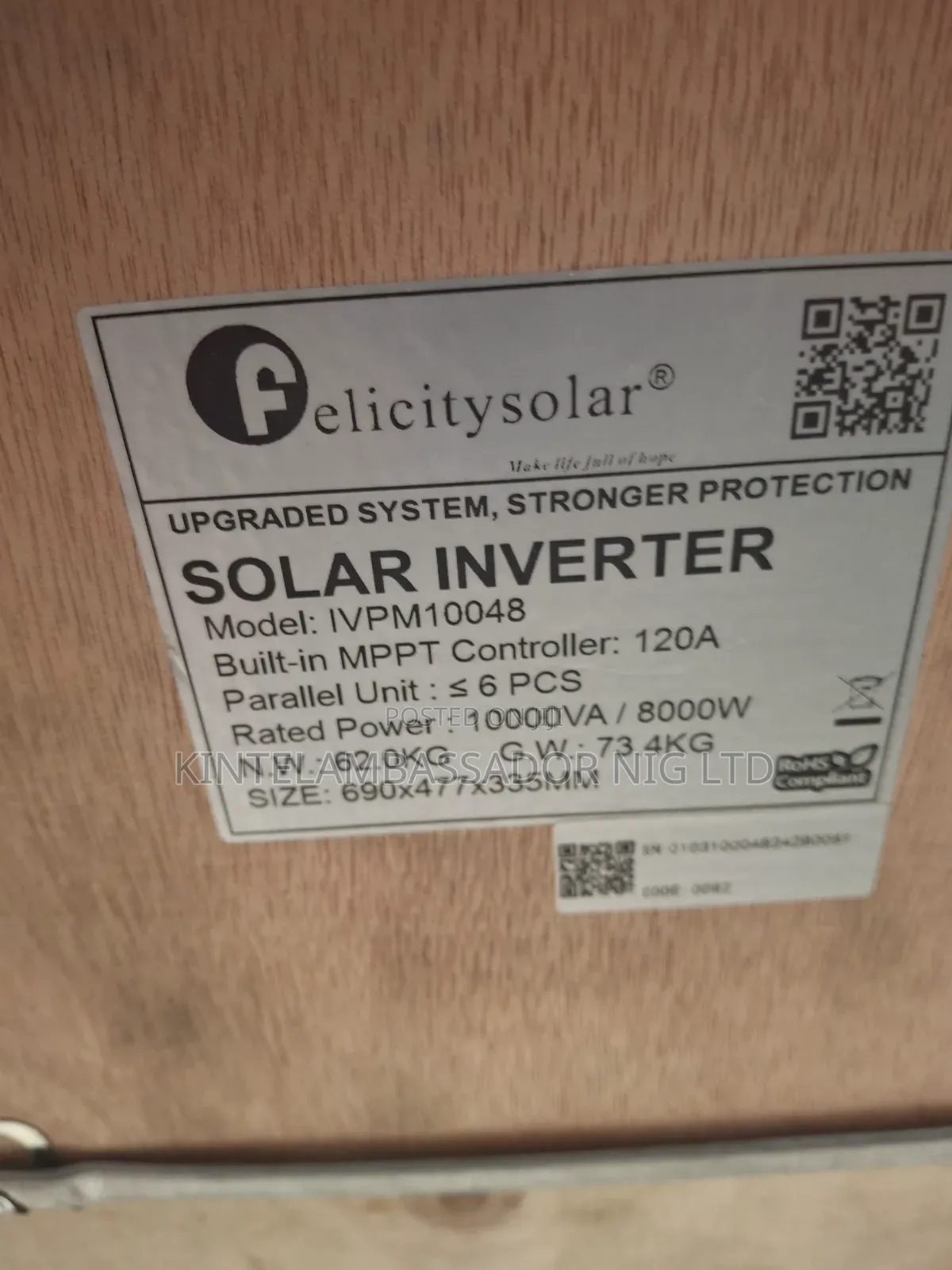 Felicity Hone Solar Inverter -10vahm/48v
