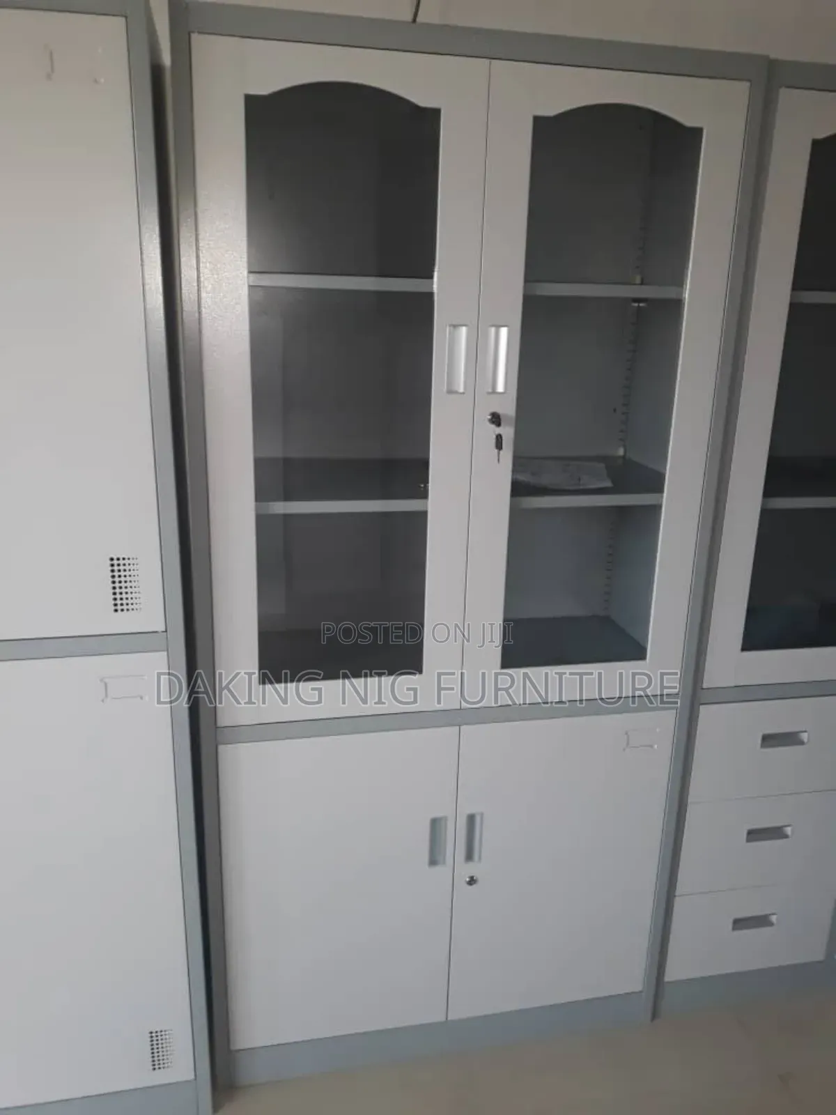Metal Bookshelf With Glass Door