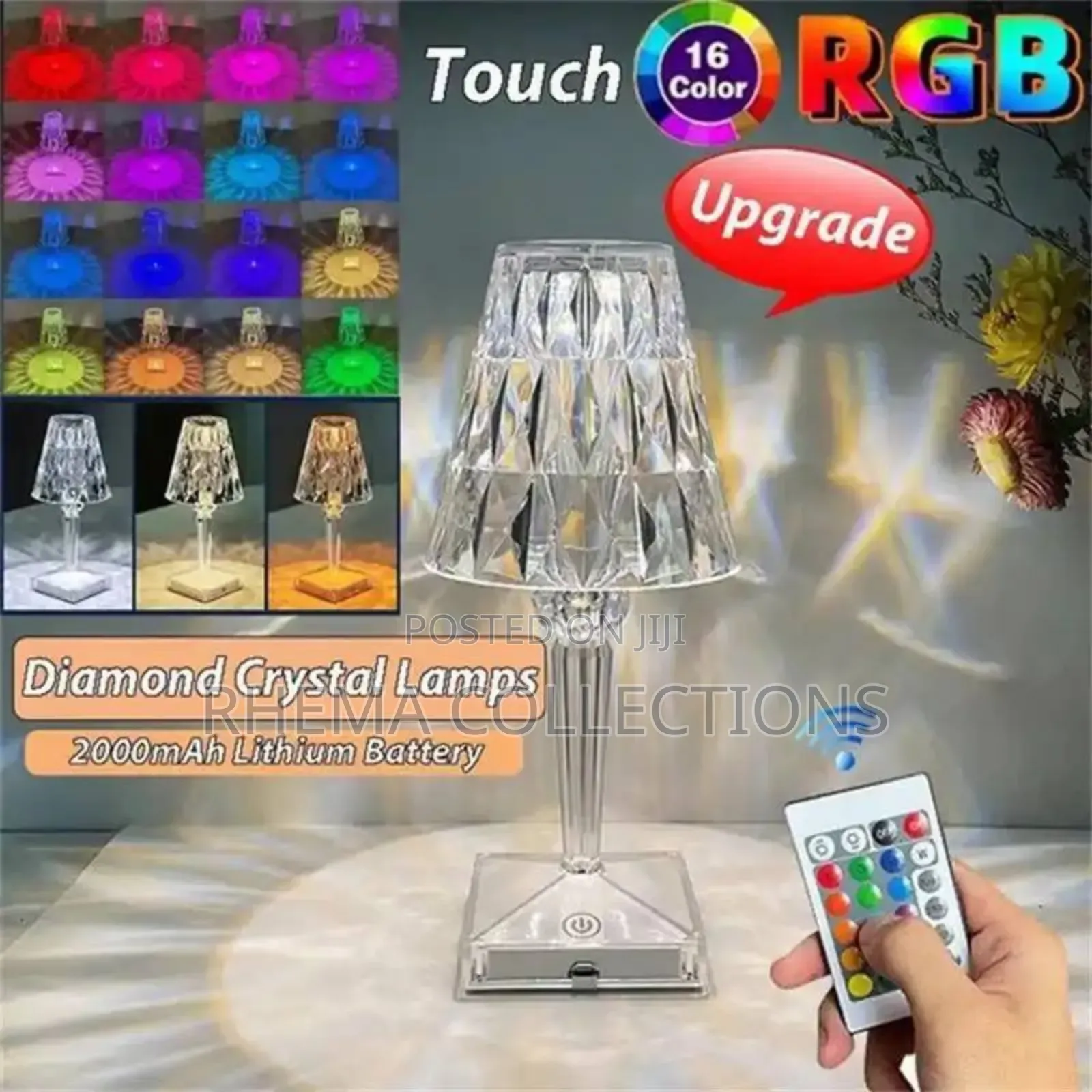 Rechargeable Diamond Crystal RGB Multi Colored Bed Side Lamp